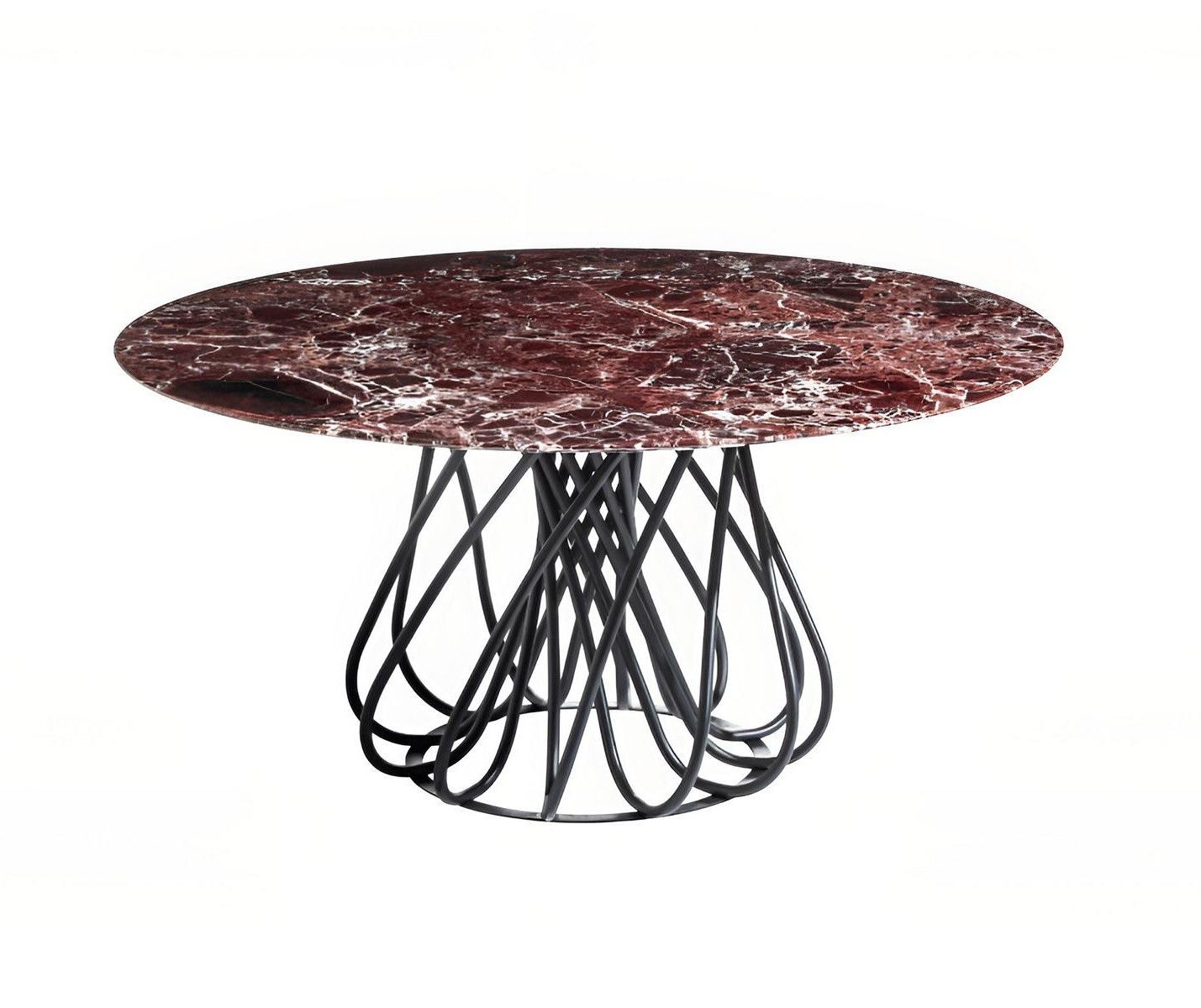 Xlmoebel Esstisch Dunkelroter Designer Tisch mit Metallgestell für das Esszimmer, Made in Europa