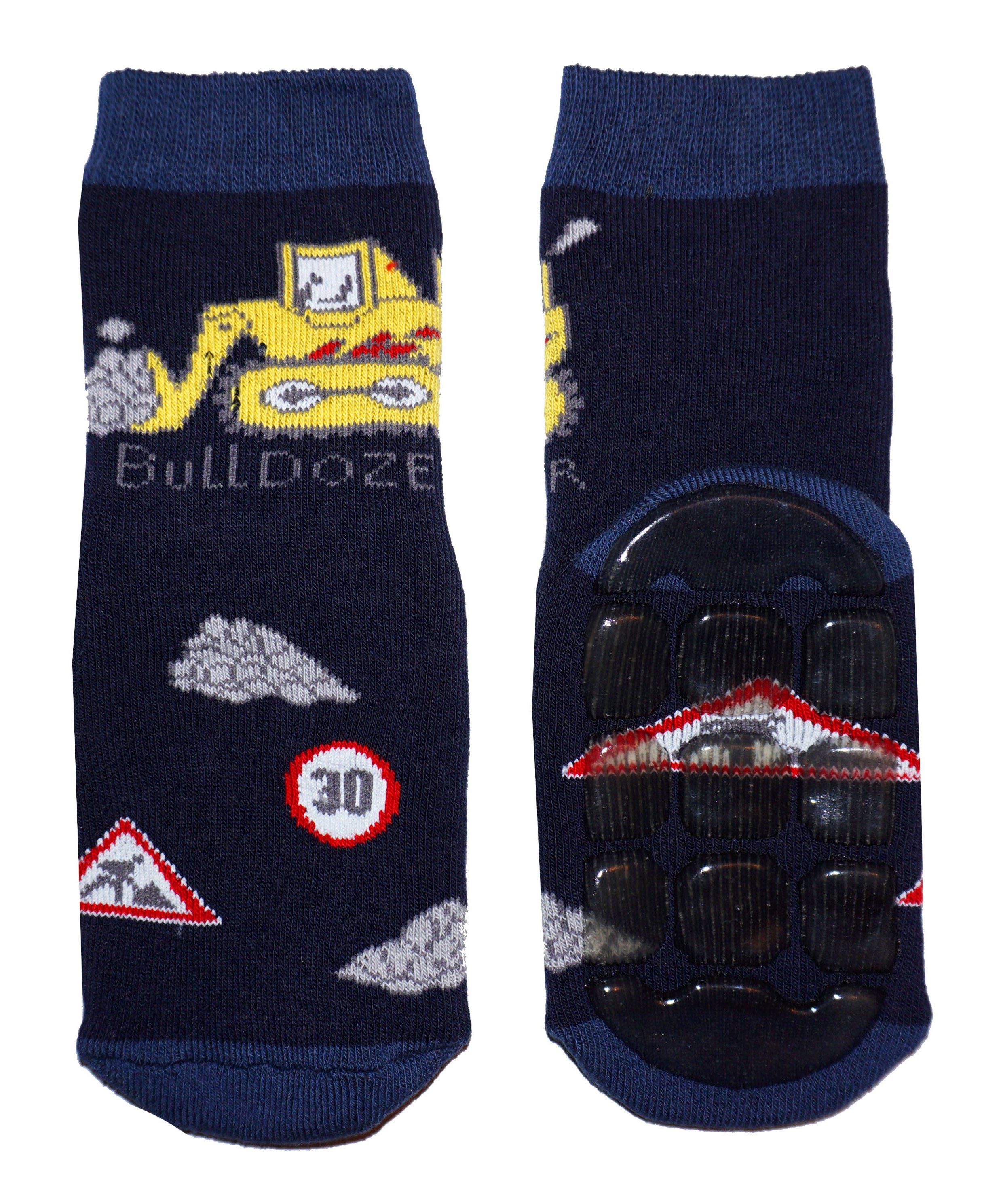 WERI SPEZIALS Strumpfhersteller GmbH ABS-Socken Kinder ABS-Socken für Jungs >>Bulldozer<< weiche Baumwolle mit Frottee