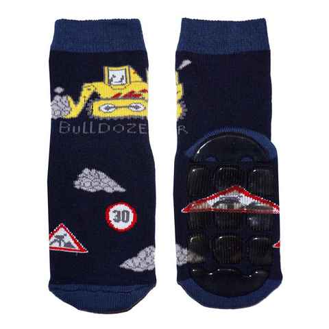 WERI SPEZIALS Strumpfhersteller GmbH ABS-Socken Kinder ABS-Socken für Jungs >>Bulldozer<< aus Baumwolle mit Frottee