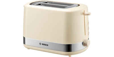 BOSCH Toaster TAT7407, 2 lange Schlitze, für 2 Scheiben, 800,00 W, Aufwärmfunktion, Selbstzentrierend, Krümelschublade, Timer