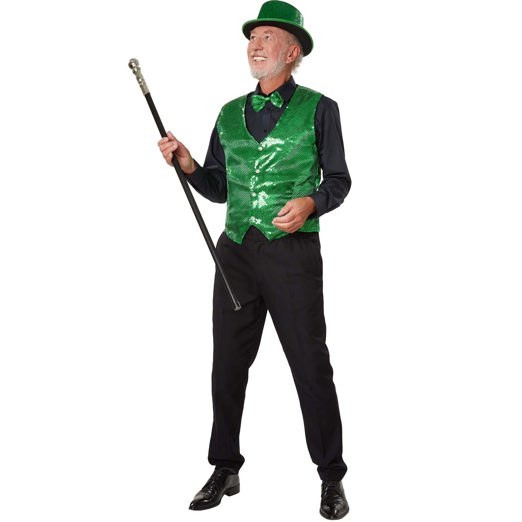 dressforfun Kostüm Faschingskleidung/Maskeradenverkleidung, Hutgröße 59/Höhe 12,5 cm, in der Farbe grün, Glitzernde Oberfläche und nach oben gewölbte Krempe