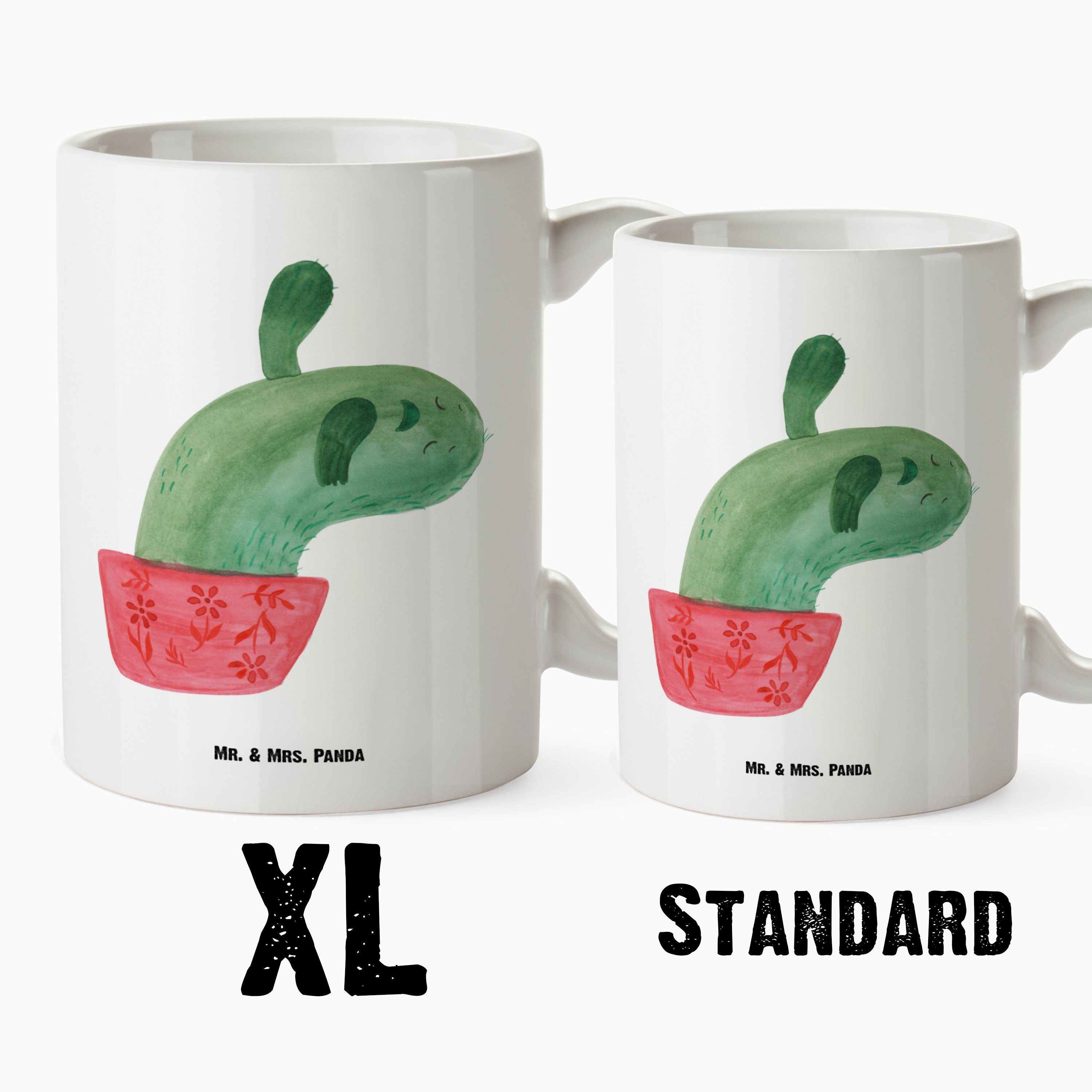 Mr. & Mrs. Panda Weiß Kaffeetasse, Tasse XL - Groß, Keramik Grosse Mamamia Kaktus Tasse - XL Geschenk, Tasse