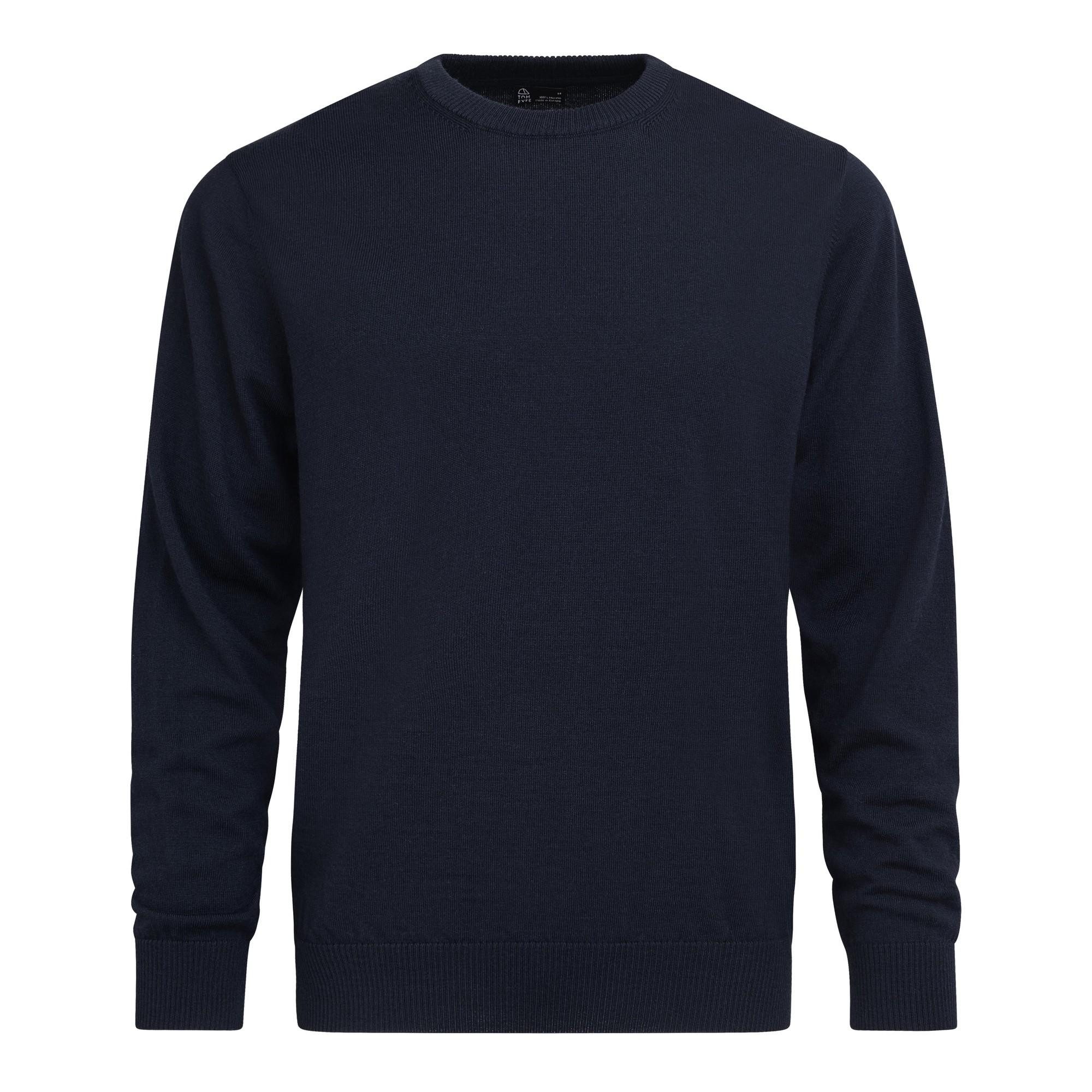 Tom Fyfe Rundhalspullover TOM FYFE Merino Pullover Herren Rundhals Midnight Blue / L