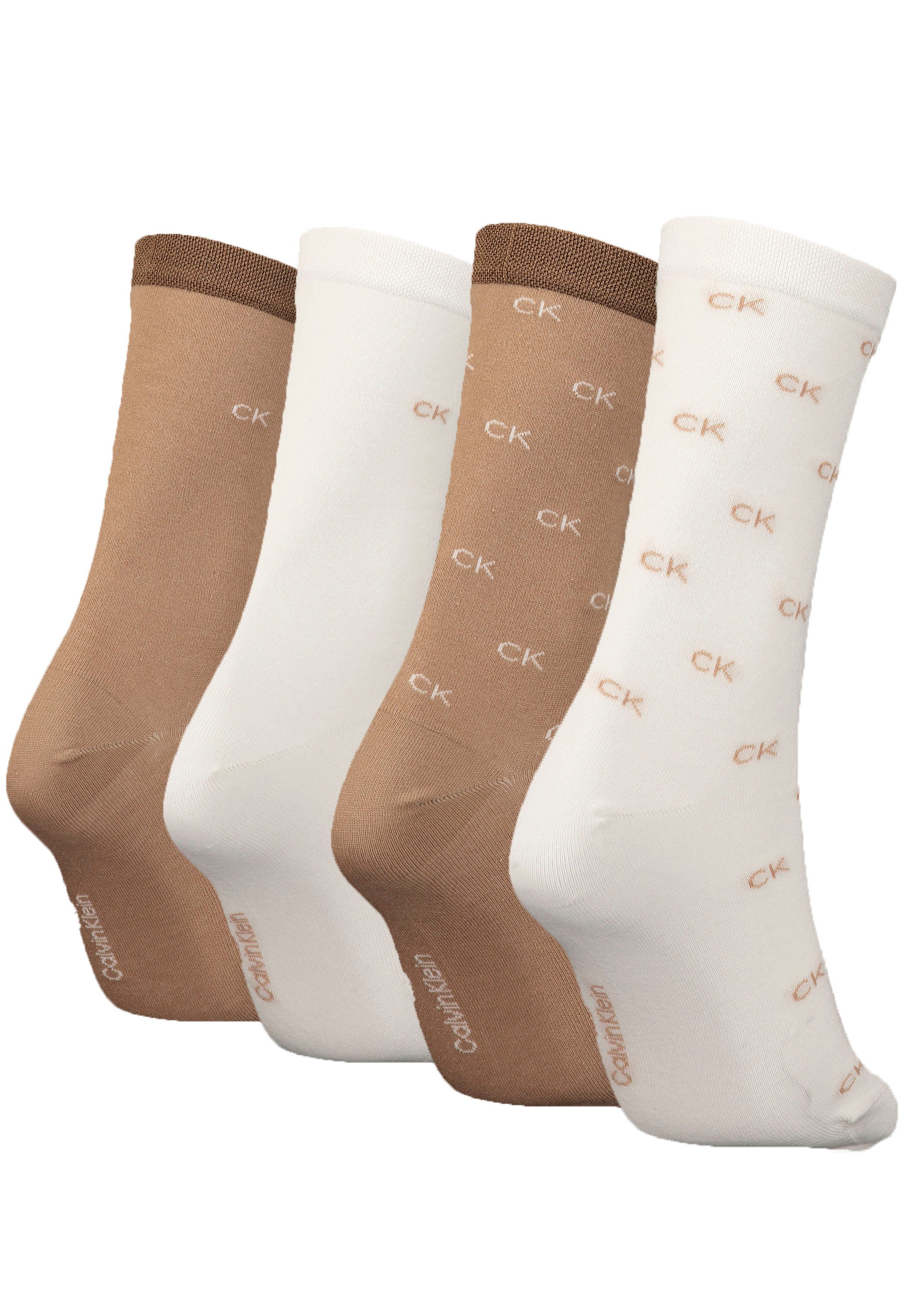 Klein 4P combo AOP Socken (Packung, camel 4-Paar) PACK WOMEN SOCK Calvin CK HOLIDAY