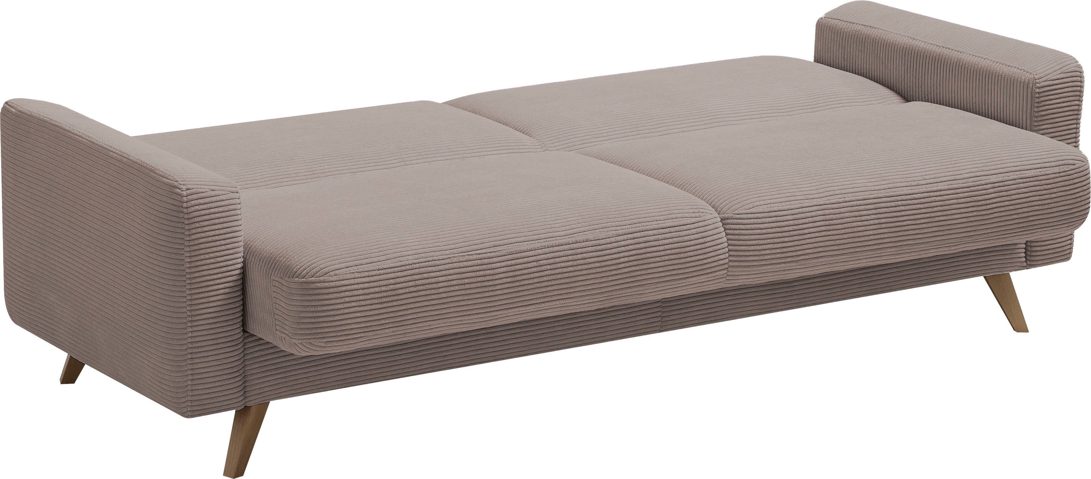 exxpo - sofa fashion cappucino Inklusive Bettfunktion und 3-Sitzer Samso, Bettkasten