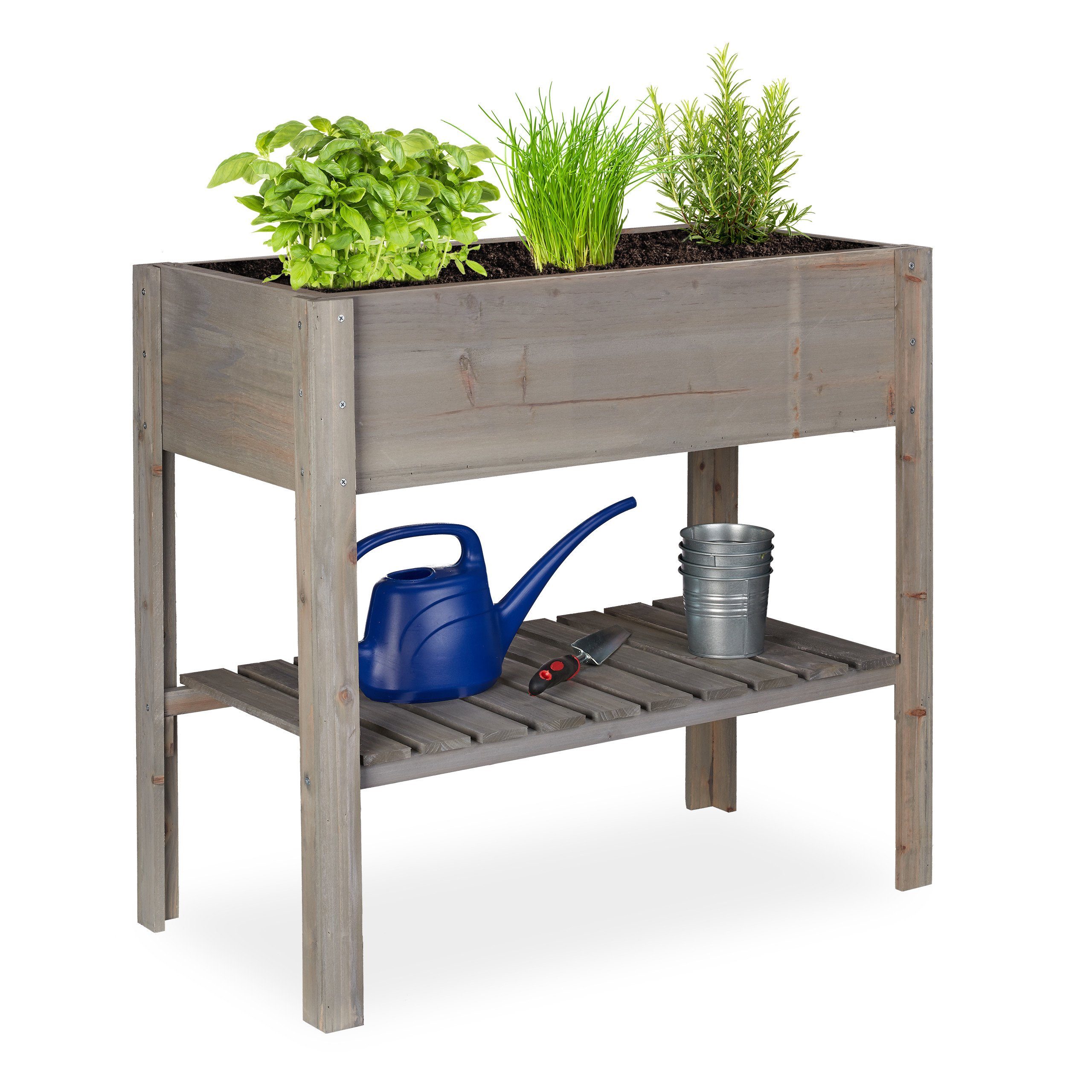 relaxdays Hochbeet Holz grau (1 St)
