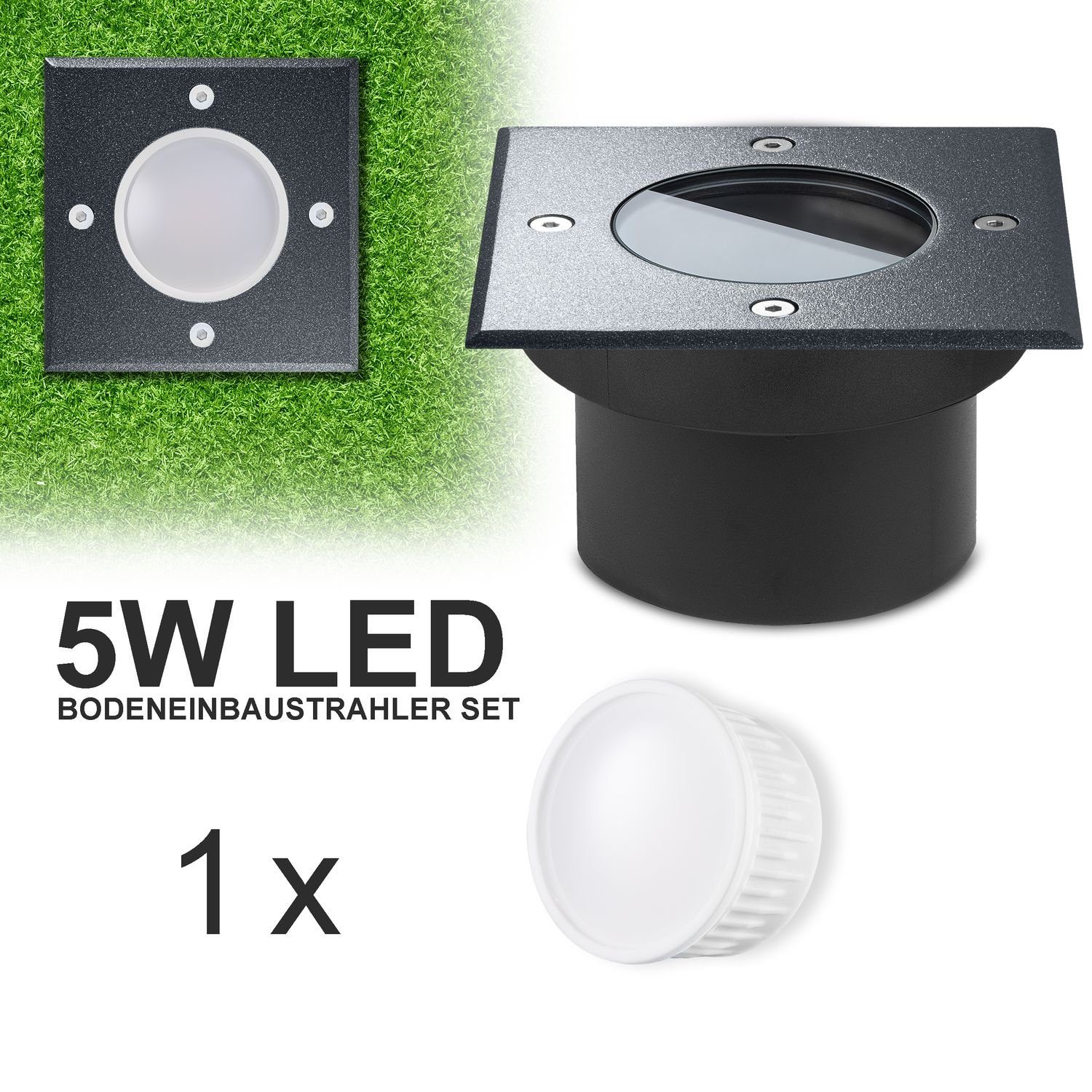 LED mit L Bodeneinbaustrahler von Einbaustrahler tauschbarem Leuchtmittel LEDANDO LED LED Flacher