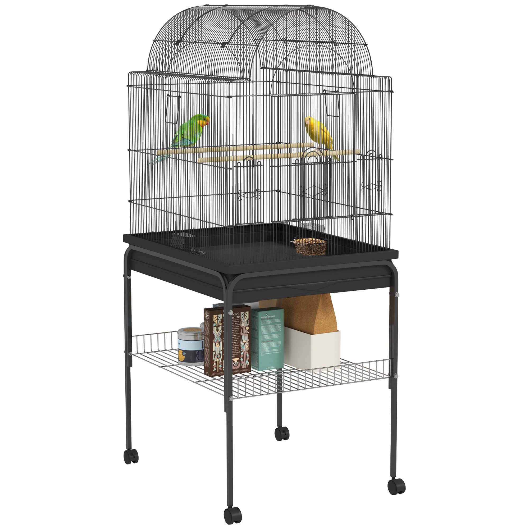 PawHut Vogelkäfig Wellensittichkäfig mit Tablett, Ablagefläche, Futterstati günstig online kaufen