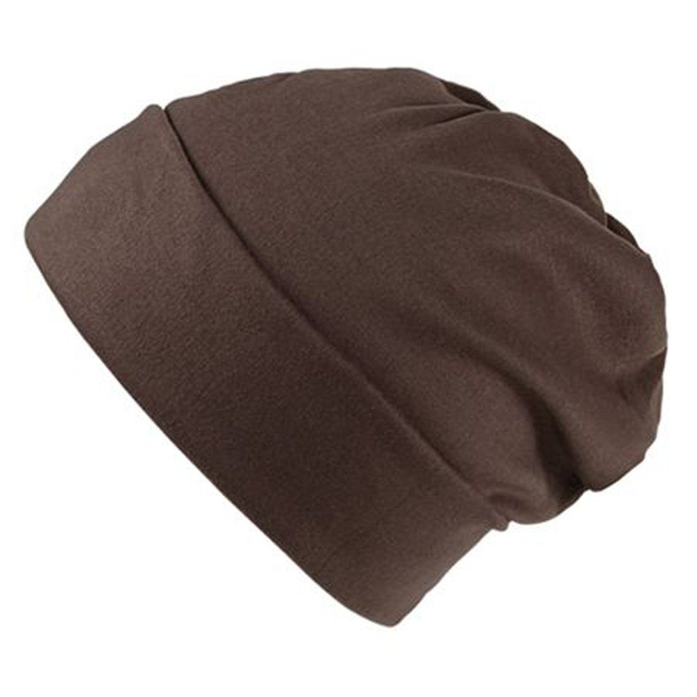 Goodman Design Beanie Long Slouch Mütze Frühjahr Feinstrick Braun