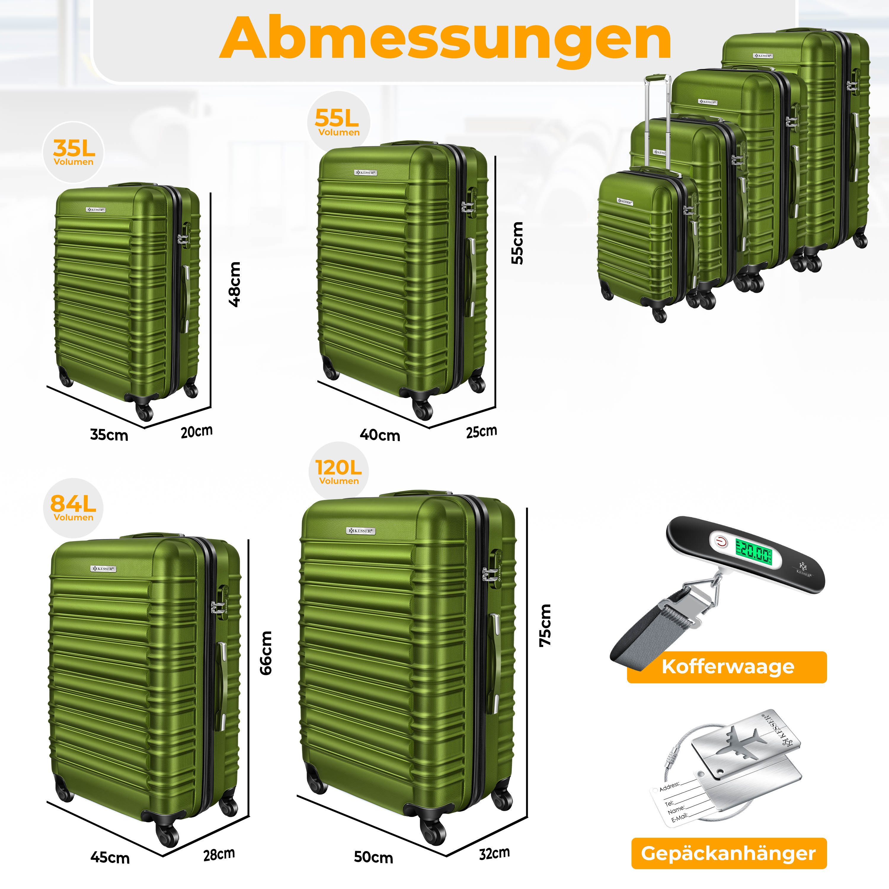 KESSER Kofferset, 4 Rollen, (4 tlg), 4tlg. Hartschalenkofferset Hartschalen günstig online kaufen