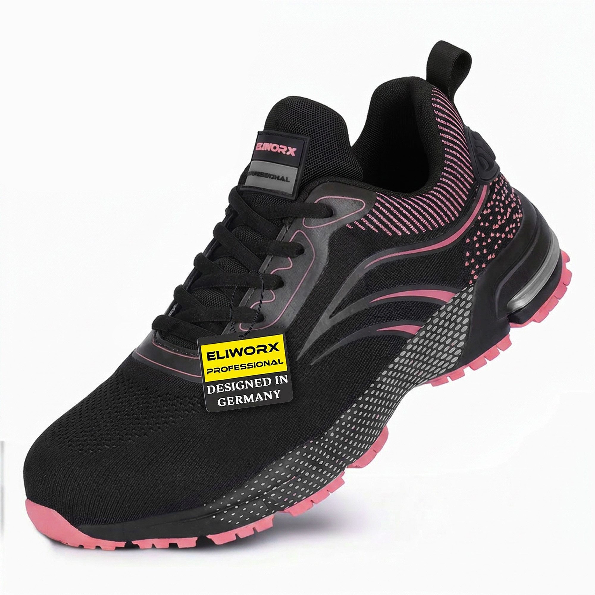 ELIWORX S1 PL Schuh mit Stahlkappe, Atmungsaktives Mesh - Arbeitsschuhe Damen Arbeitsschuh Durchtrittsichere Zwischensohle aus Kevlar, besonders rutschhemmend