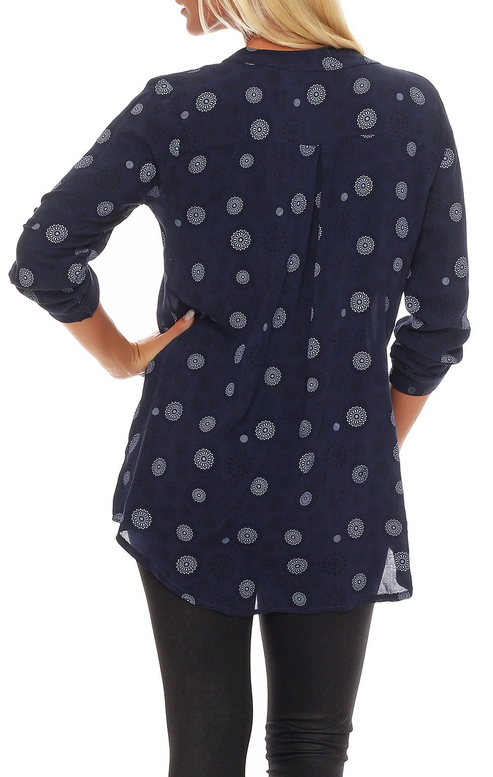 malito more than fashion Schlupfbluse malito Damen Bluse mit Print, Tunika mit ¾ Armen, Blusenshirt auch Bluse mit Kreis Blumen Print 3/4 Ärmeln Einheitsgröße