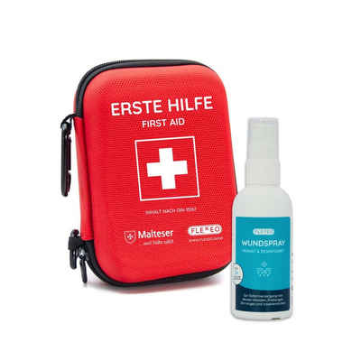 FLEXEO Erste-Hilfe-Set DIN 13167 Wundspray, (1 St), Verbandsmaterial, Notfallset für unterwegs