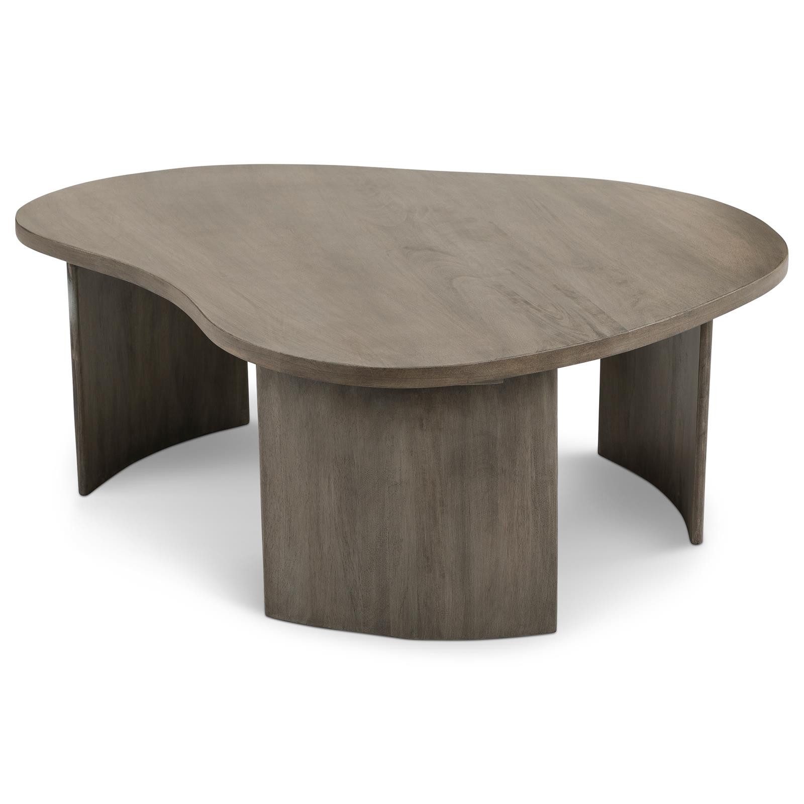 IDIMEX Couchtisch CALUA, Wohnzimmertisch aus massivem Mangoholz mit organischer Form Grau