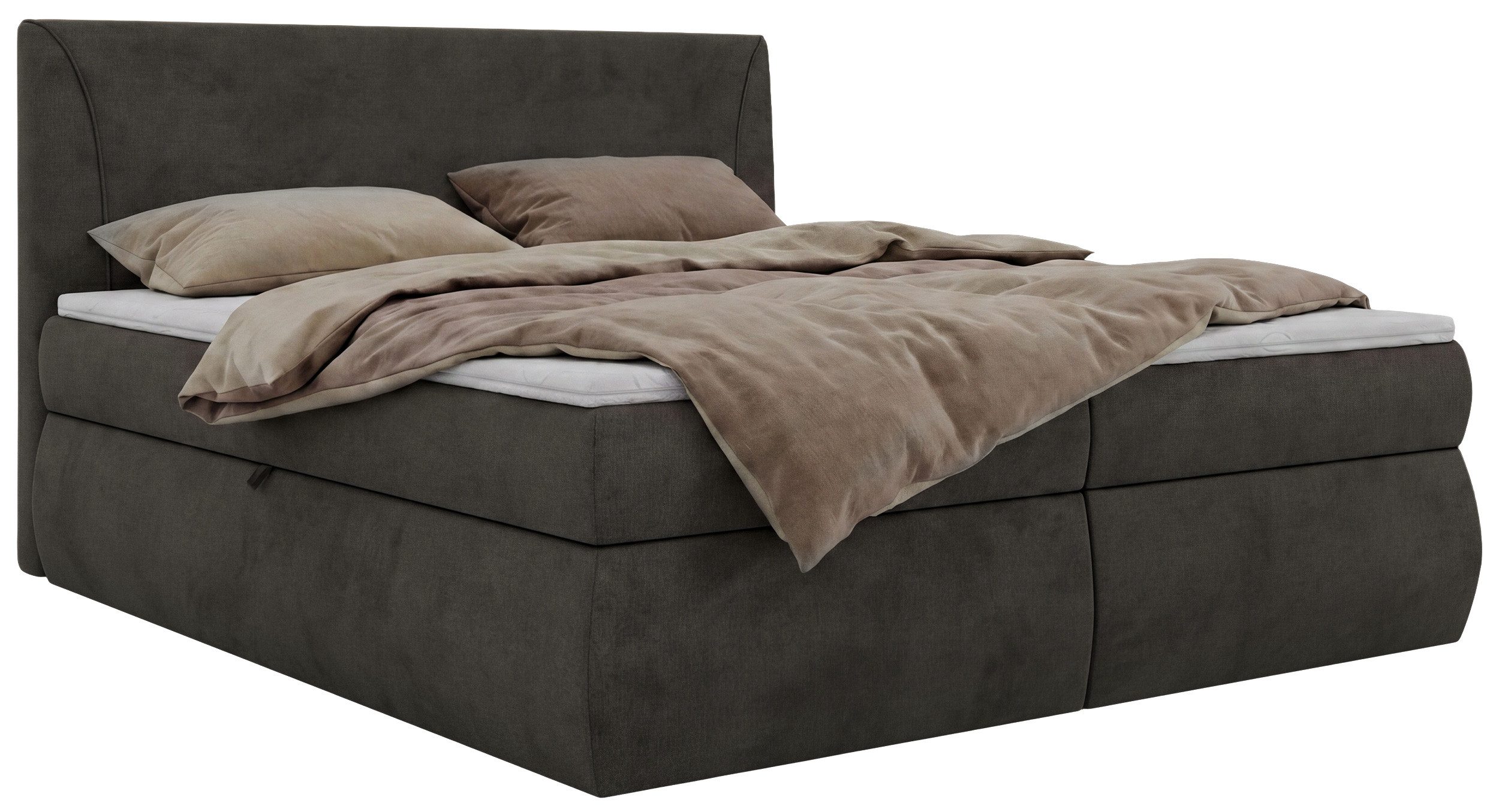 MKS MÖBEL Boxspringbett TARENZA (Set, Doppelbett, Gepolstertes Kopfteil, Schaum Topper), inkl. Bettkasten und Topper, Bonell-Federn