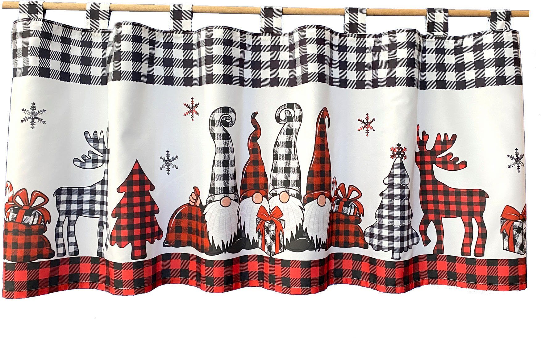 Weckbrodt Scheibengardine Wichtel + Hirsch, Schlaufen günstig online kaufen