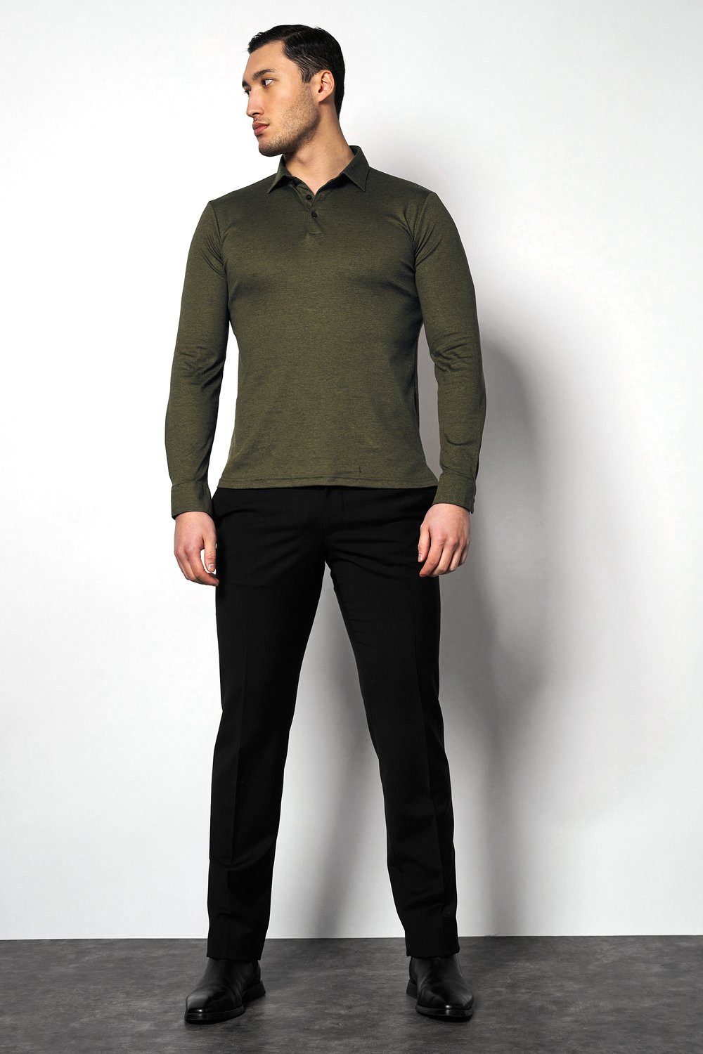 DESOTO Langarm-Poloshirt Jerseypolo Essential Kent langarm Flexibler Stretch