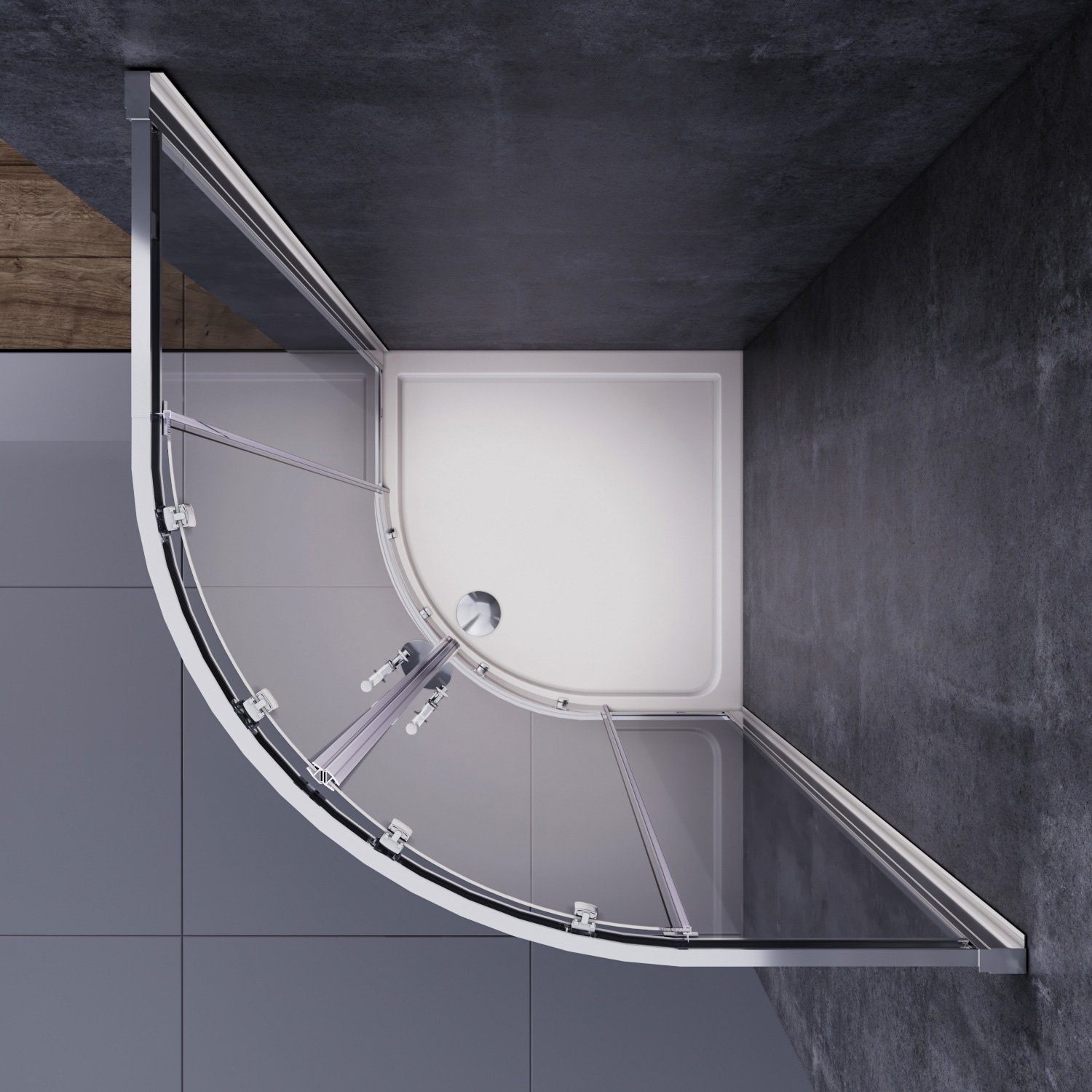 SONNI Runddusche Duschkabine Runddusche Schiebetür Viertelkreis ESG (80cm-100cm), Einscheibensicherheitsglas, Höhe 185 cm – Bild 3 von 5