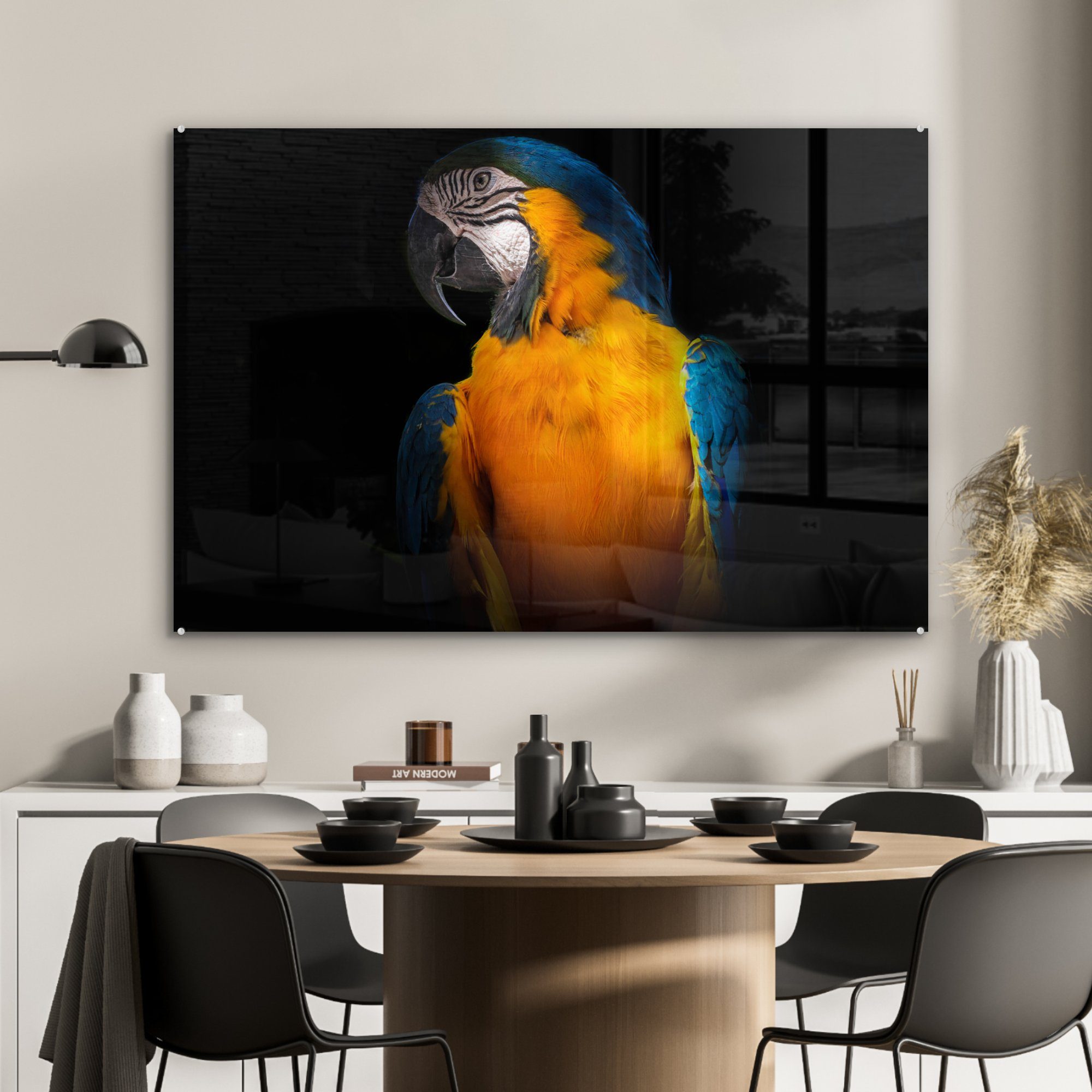 Schlafzimmer - Tiere St), MuchoWow Wohnzimmer Vogel, - Papagei Acrylglasbilder (1 & Acrylglasbild