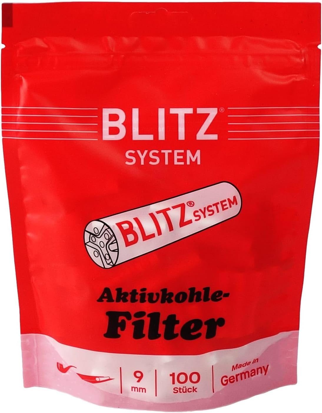 Aktivkohlefilter 100 Stück Blitz Filter 9mm made in Germany inkl. gratis Hölzer
