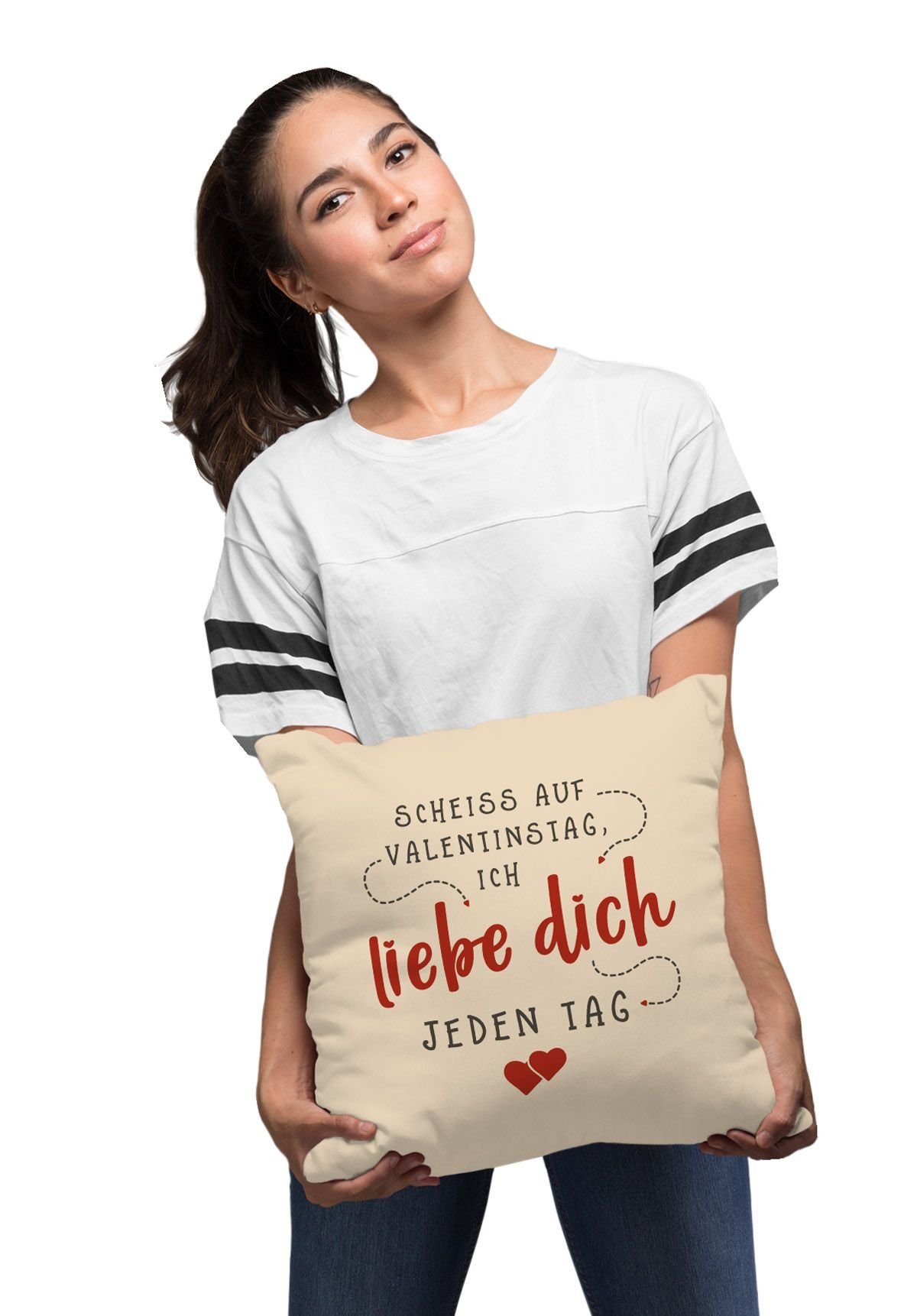 SpecialMe Dekokissen Kissen-Bezug Scheiss ich natur Tag SpecialMe® jeden Valentinstag auf dich liebe Valentinstagsgeschenk Liebeserklärung