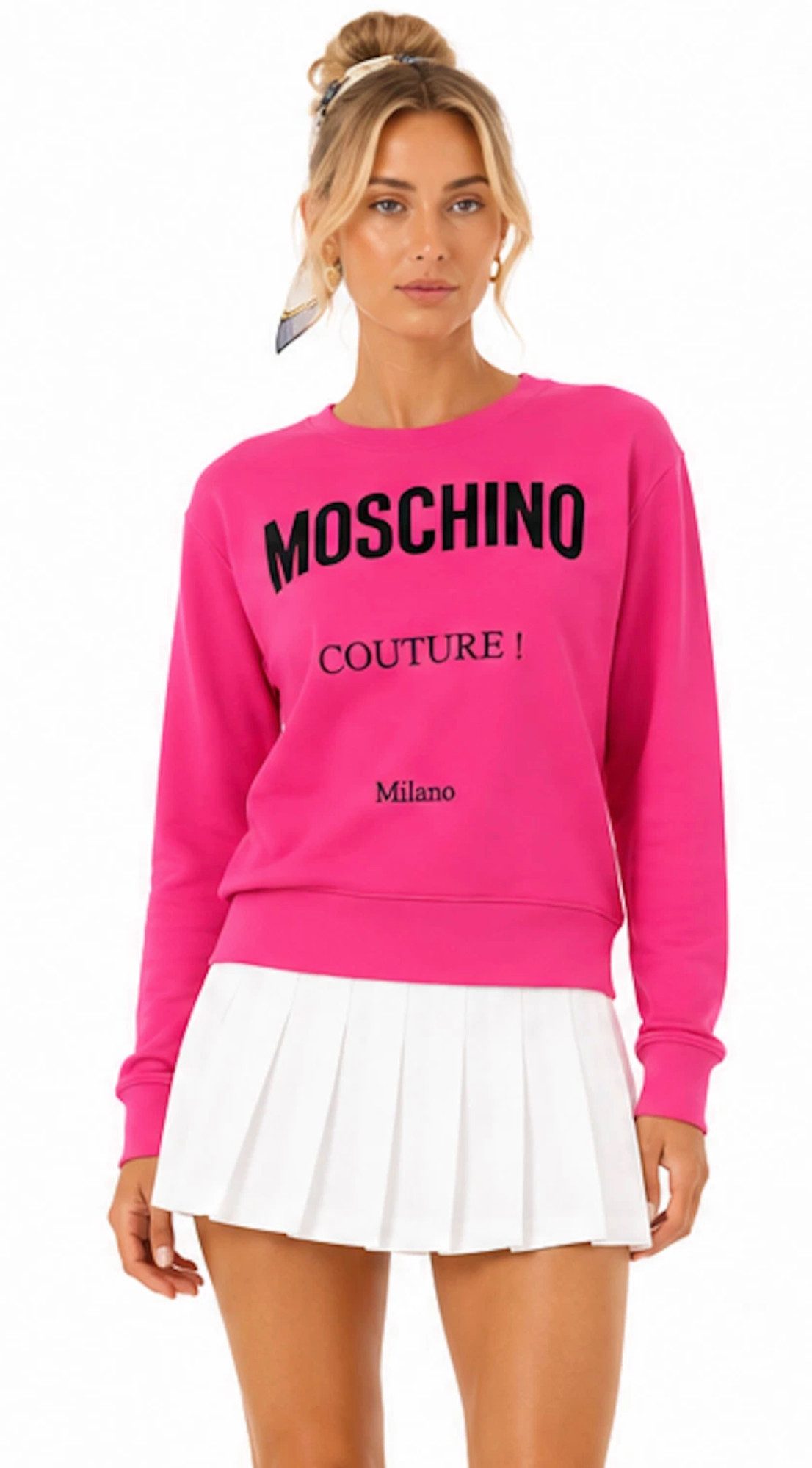Moschino Sweatshirt Couture! Logo Print Baumwolle Premium Pullover Sweater Elastische Rippbündchen an Ärmeln, Kragen und Saum