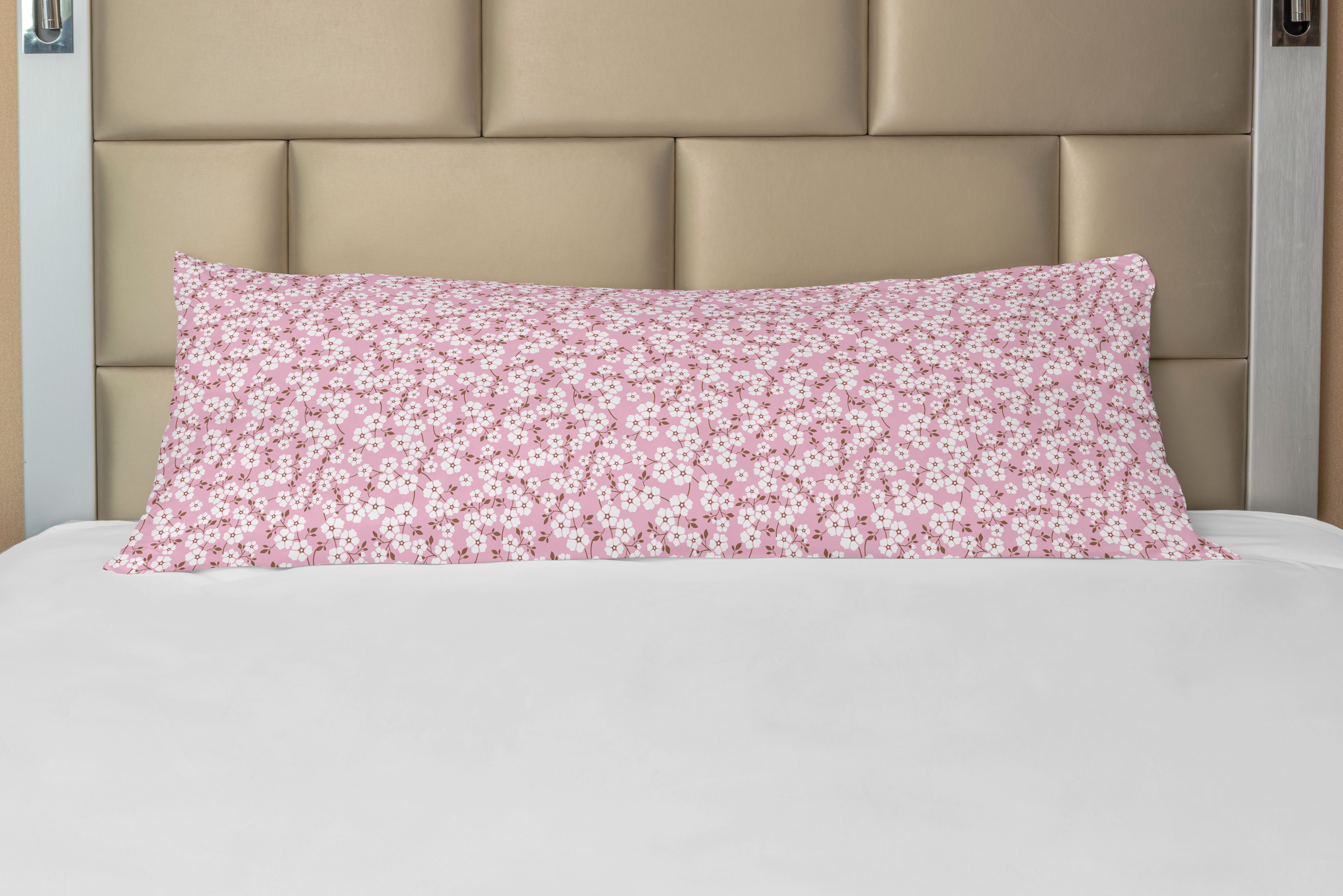 Seitenschläferkissenbezug Deko-Akzent Langer Kissenbezug, Abakuhaus, und Cheery Blüte Pink Weiß