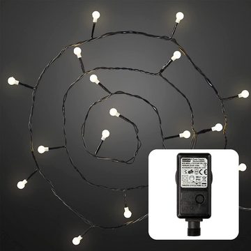 Hellum LED-Lichterkette LED-Kugel-Lichterkette 80 BS weiß/schwarz, außen, mit Timer