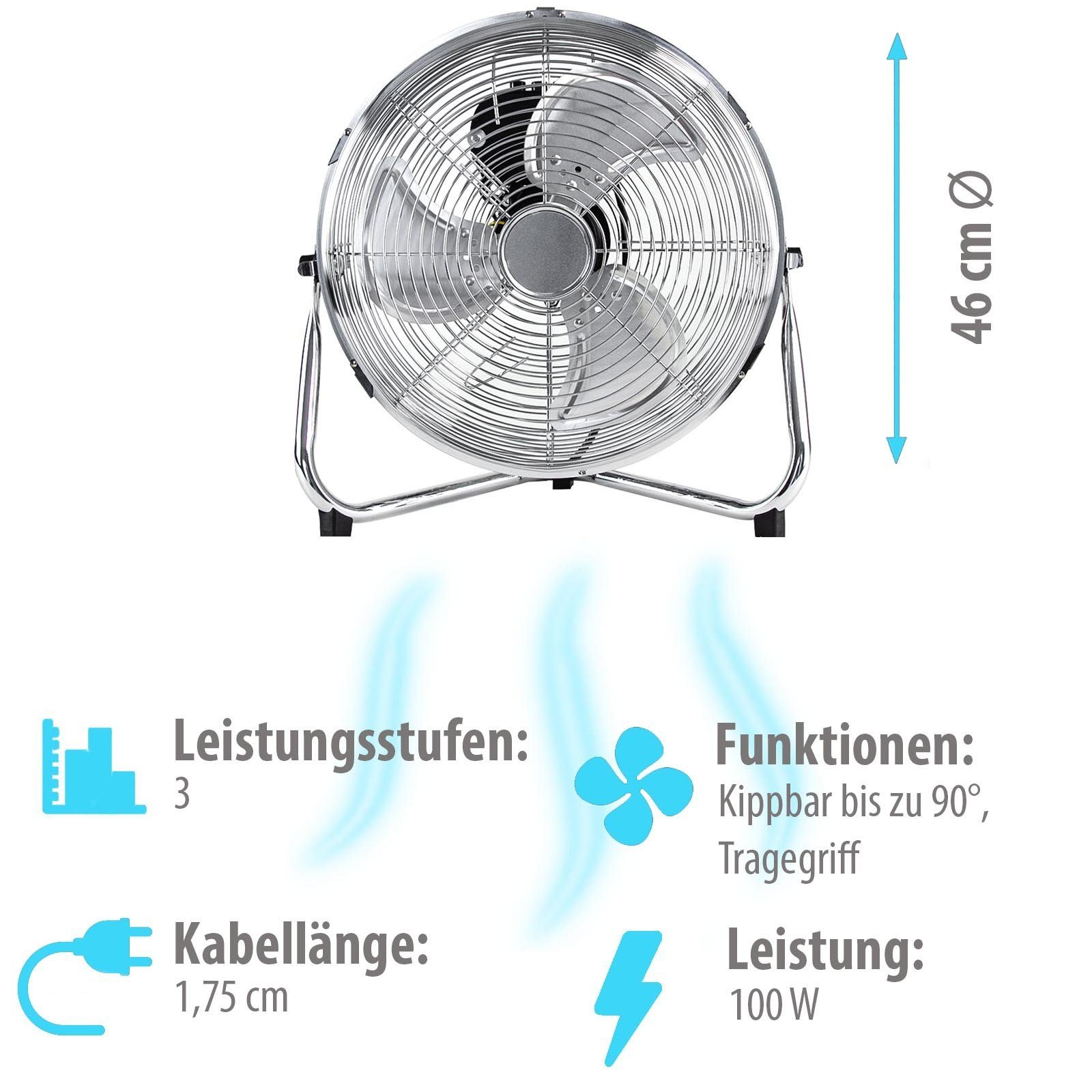 Grafner Bodenventilator Ventilator Bodenventilator 46 cm rutschfester Standfuß, Produktabmessung: 54 x 20 x 53,5 cm