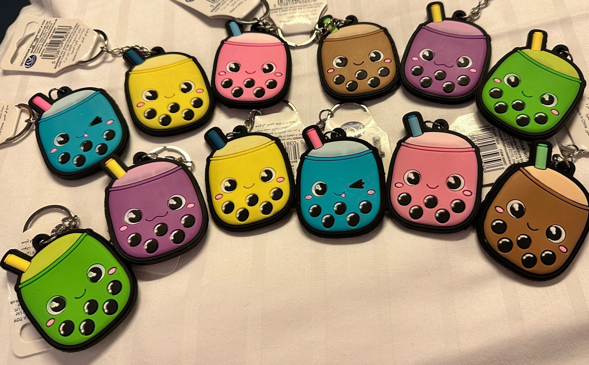 Whitehouse Leisure International Ltd Schlüsselanhänger Schlüsselanhänger 6cm Kinder Mini Anhänger keychain Bubble Tea gelb, Schlüsselanhänger Food Essen Lebensmittel Geschenk Hund Frau Herren