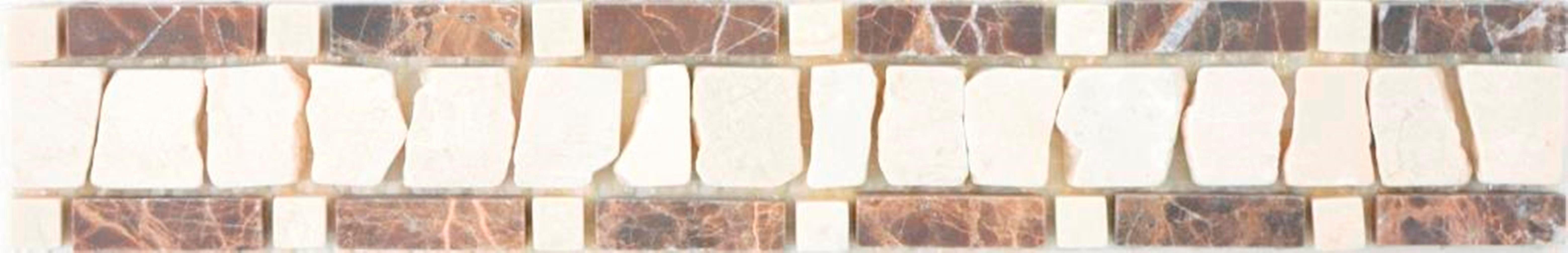 Mosani Fliesen-Bordüre Marmor Bordüre dunkelbraun schokobraun crema beige bordüre
