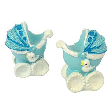 DekoTown Dekofigur Kinderwagen Baby Junge Blau Taufe Geburt Shower 4cm, 2 St.