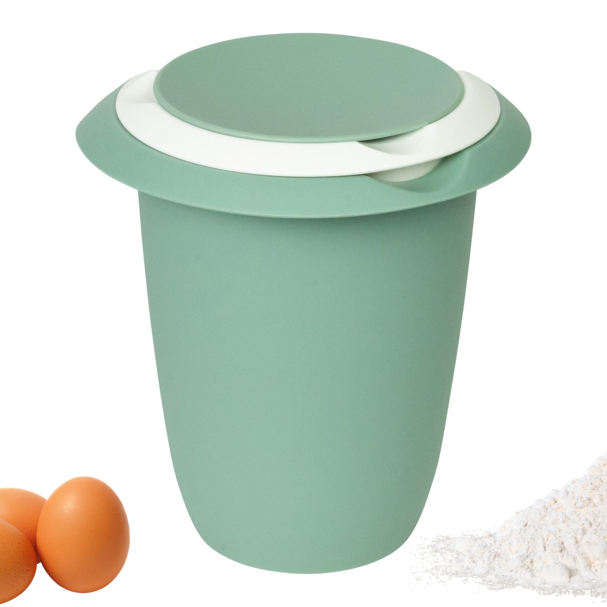 WESTMARK Rührschüssel / Quirltopf mit zweigeteiltem Deckel, 1 l, Mit Ausgießer, Mint-Grün, PP