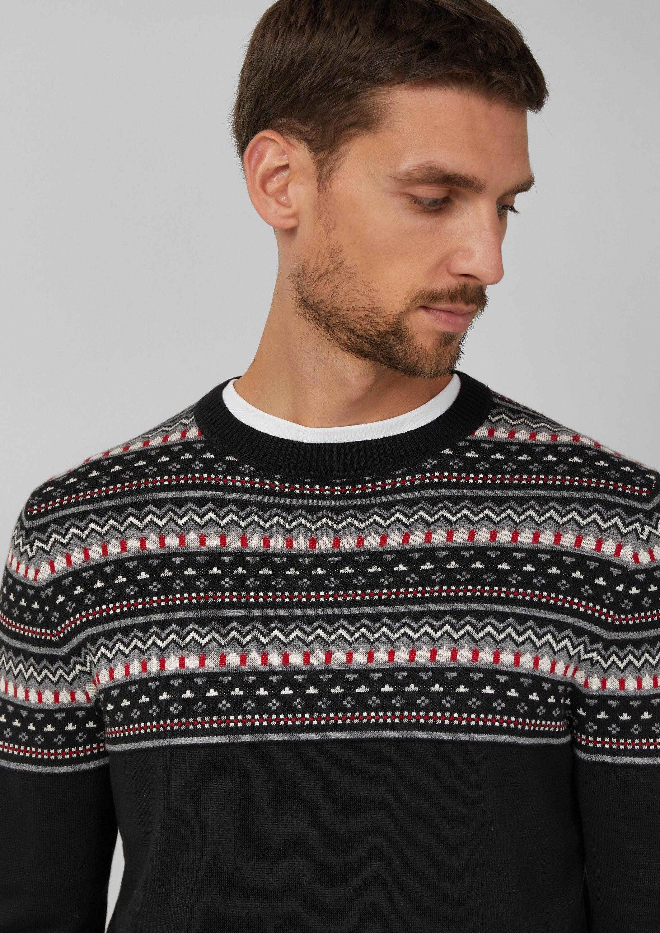 s.Oliver Longpullover Strickpullover Baumwollpullover mit Norwegermuster