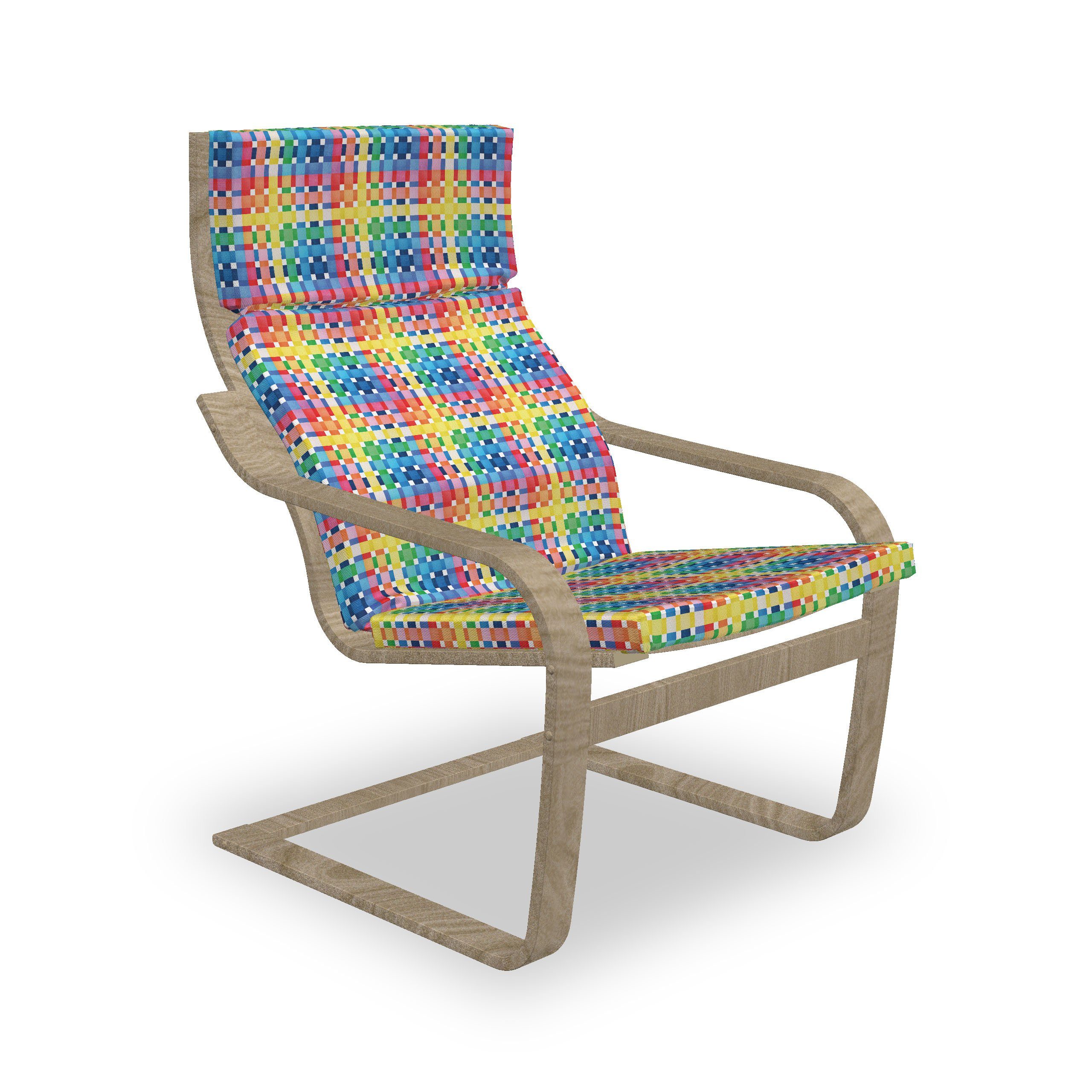 Stuhlkissen Sitzkissen Hakenschlaufe mit Stuhlkissen Reißverschluss, Regenbogen-Quadrate Kariert mit Abakuhaus und Kunst