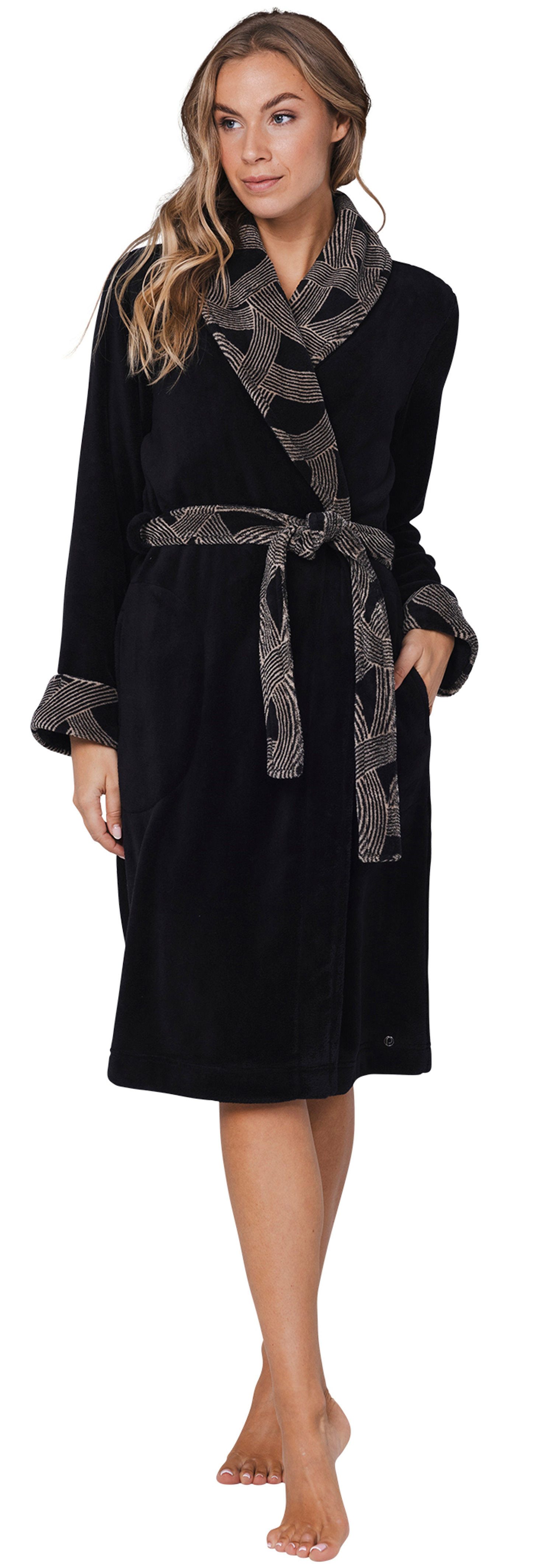 Pastunette Damenbademantel Damen Fleece Morgenmantel, Midi, Polyester, Scha günstig online kaufen