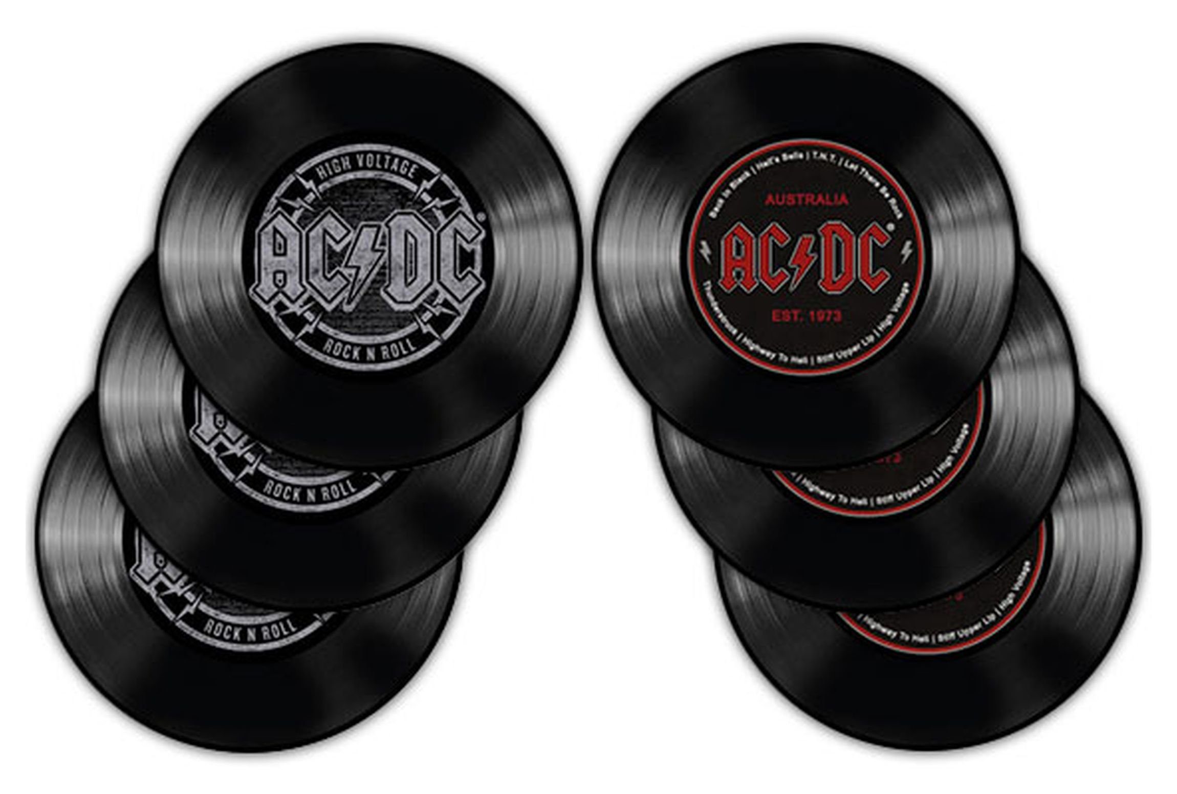 - LP Set Untersetzer AC/DC Glasuntersetzer 6er Rockbites Getränkeuntersetzer Rockbites