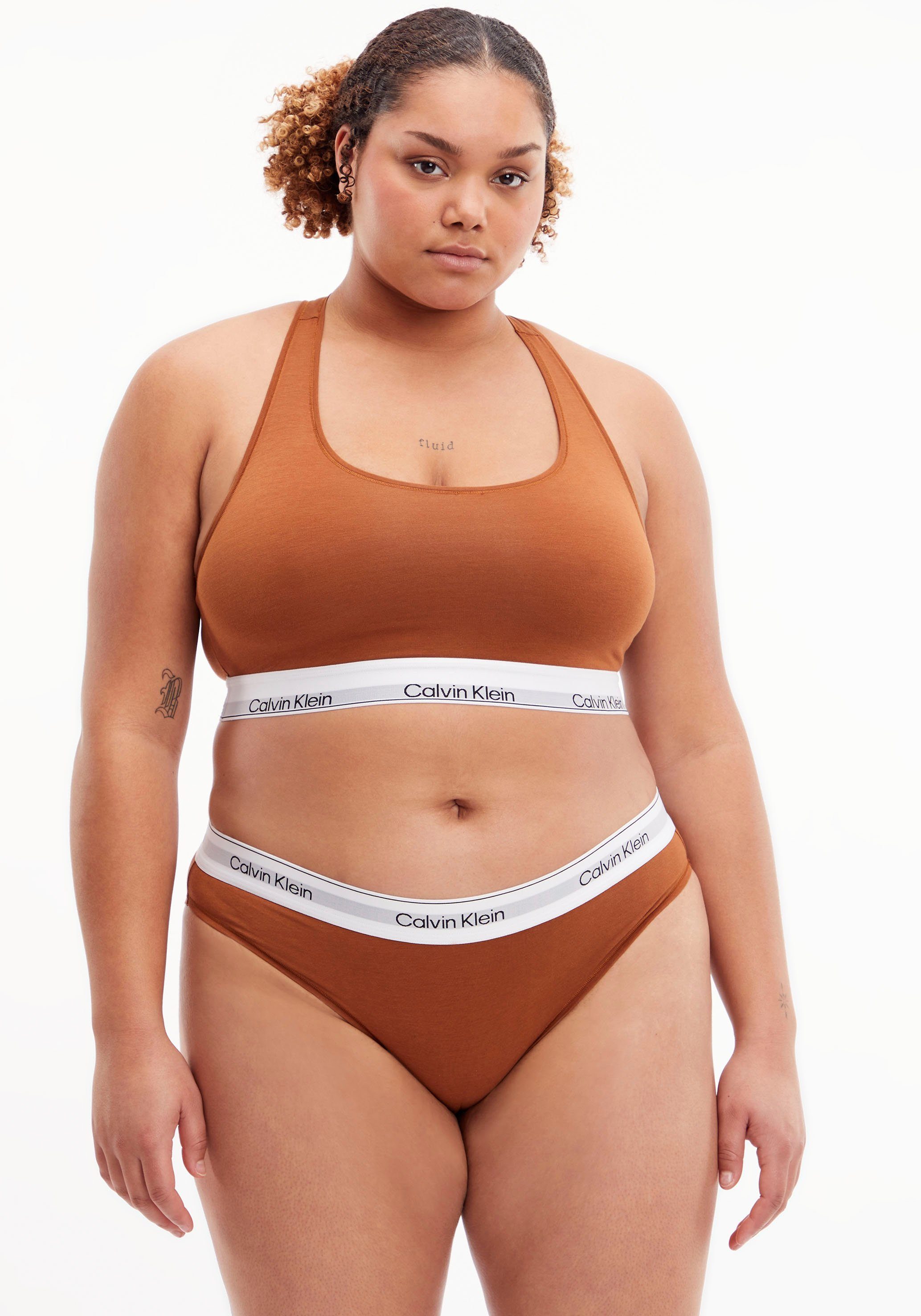 Klein Bralette Calvin Logodruck auf Underwear mit dem Elastik-Unterbrustband braun
