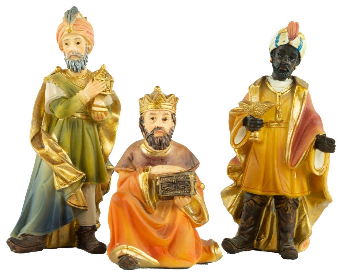 Krippenursel Krippenfigur Krippenfiguren Heilige drei Könige 3-tlg., ca. 11 cm, K 504-02 (3 St., 3-tlg), handbemalte Krippenfiguren