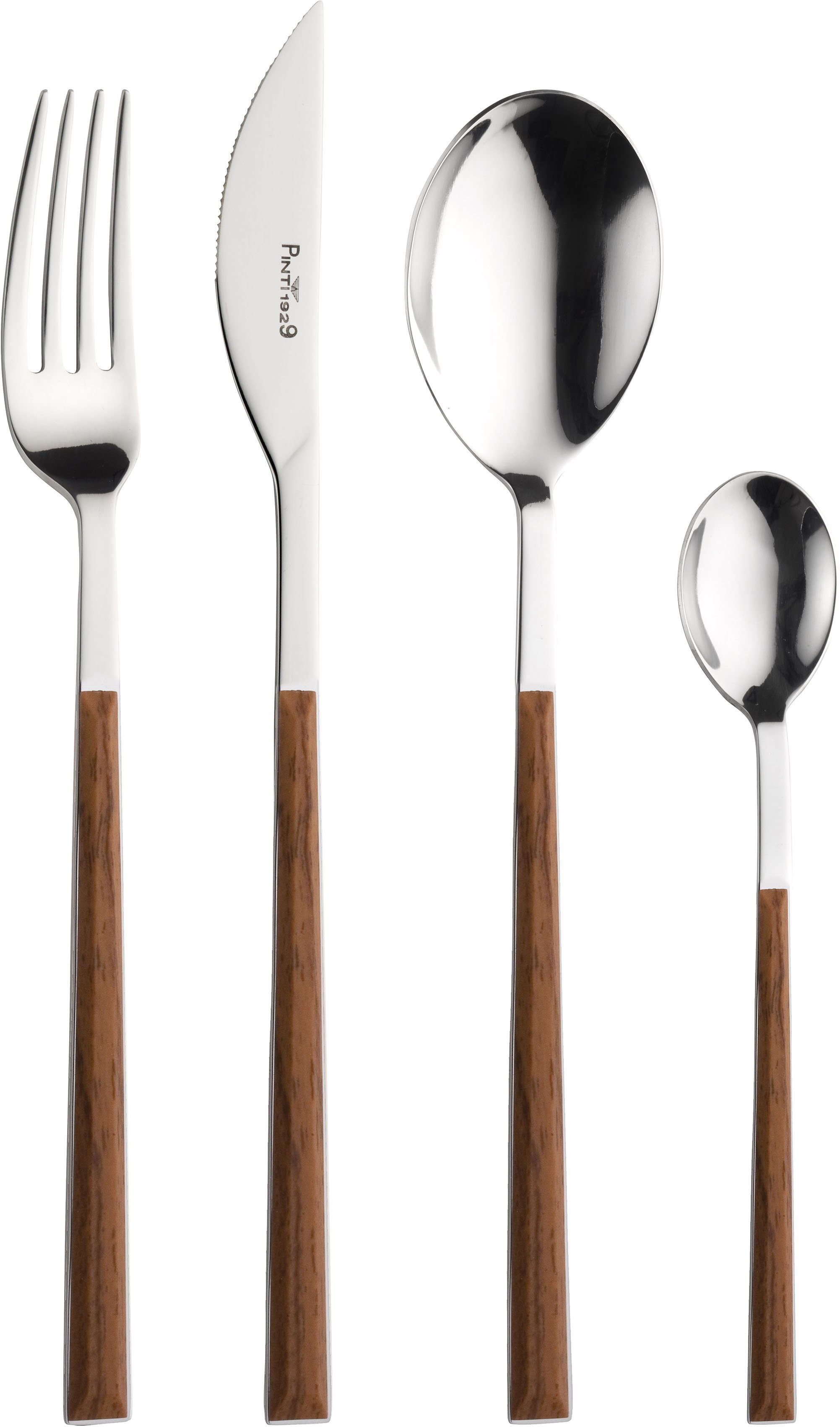 PINTINOX Besteck-Set Sushi (24-tlg), 6 Personen, Edelstahl 18/0, mit Kunststoffgriff in Holz-Optik
