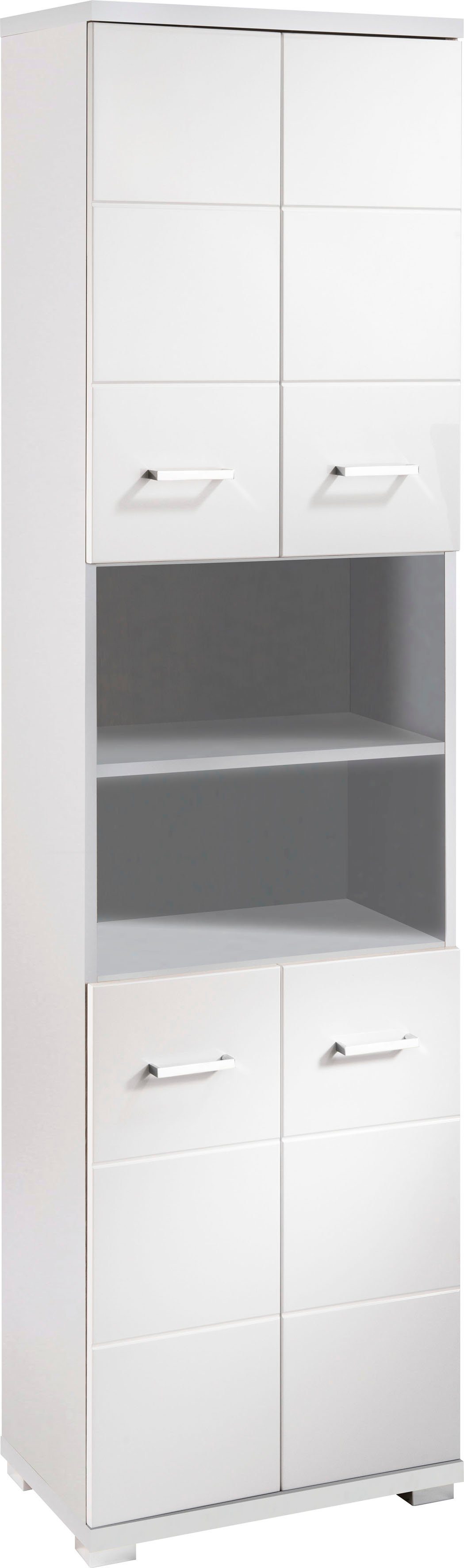 byLIVING Hochschrank Nebraska Breite 50 cm, Badezimmerschrank mit Metallgriffen, viel Stauraum