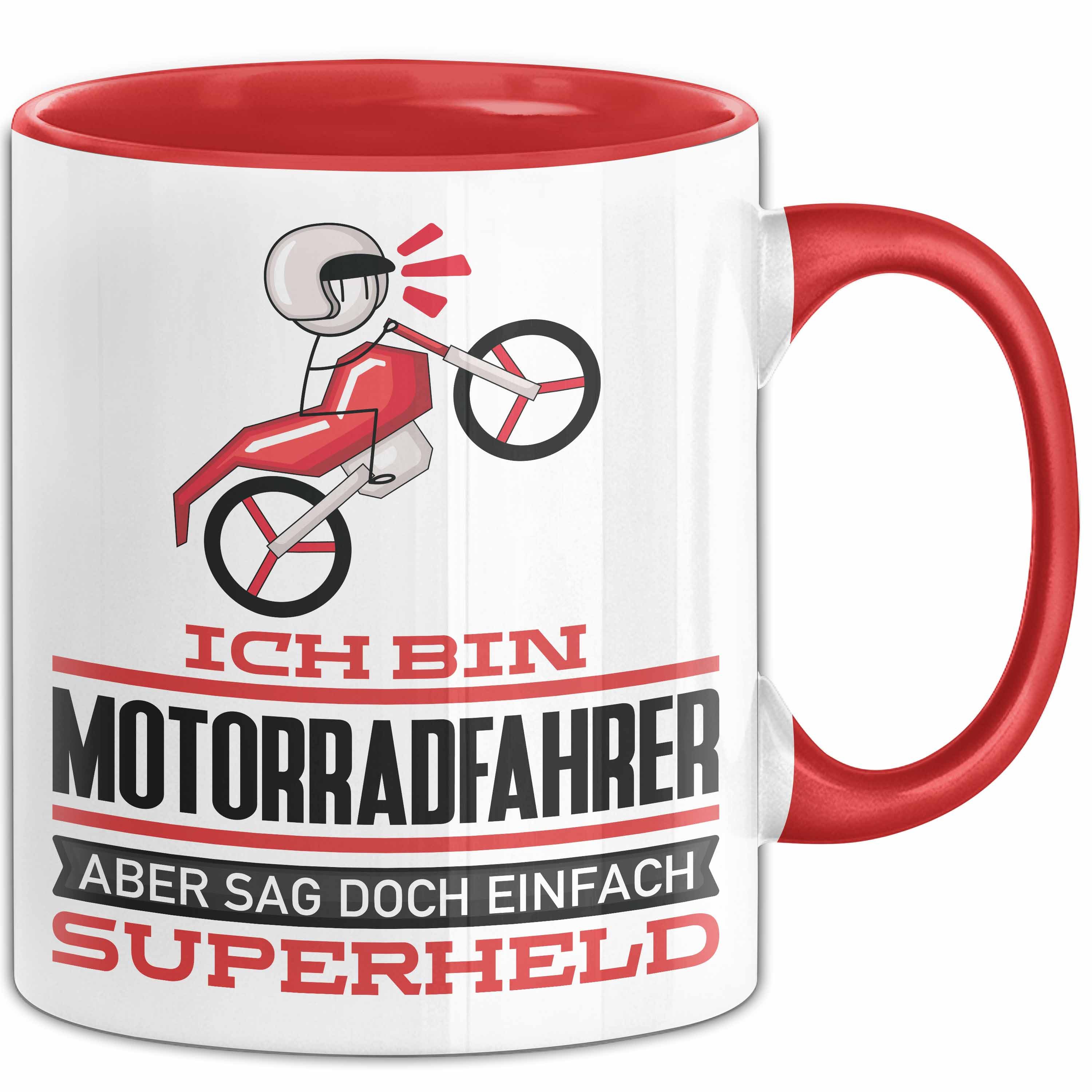 Trendation Tasse Motorradfahrer Geschenk Tasse Ich Bin Motorradfahrer Aber Sag Doch Ein, Keramik
