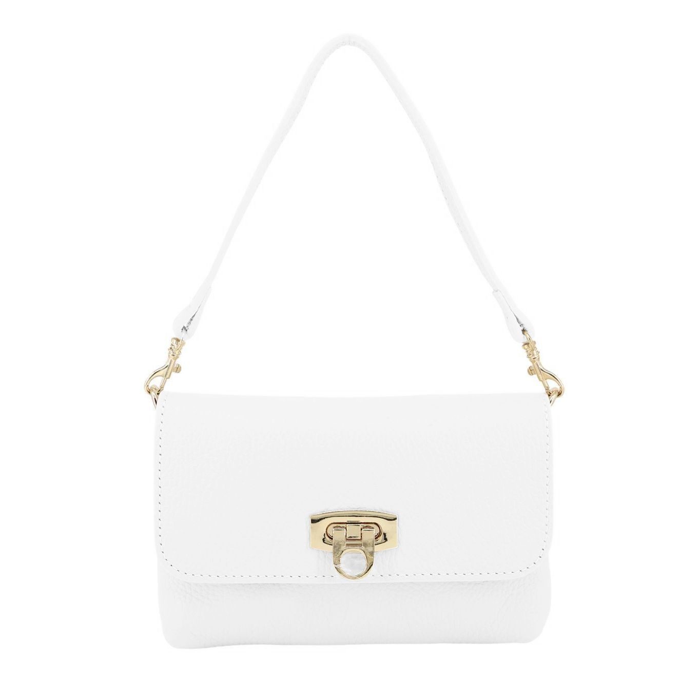 ITALYSHOP24 Schultertasche Made in Italy Damen Leder Tasche Mini Bag Ketten Crossbody Handytasche, Überschlagtasche Clutch Abendtasche Smartphone Handtasche CrossOver