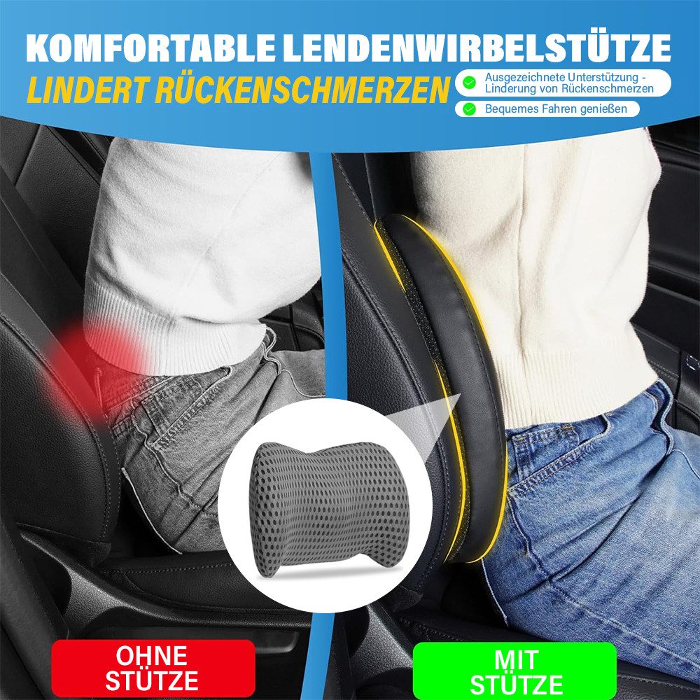 MOPUEA Rückenkissen RückenKissen aus Memory Foam Auto-Lendenkissen 48*32*13cm, 1-tlg., Abnehmbarer Bezug, maschinenwaschbar und pflegeleicht, Rutschfeste und atmungsaktive Rückseite für sicheren Halt