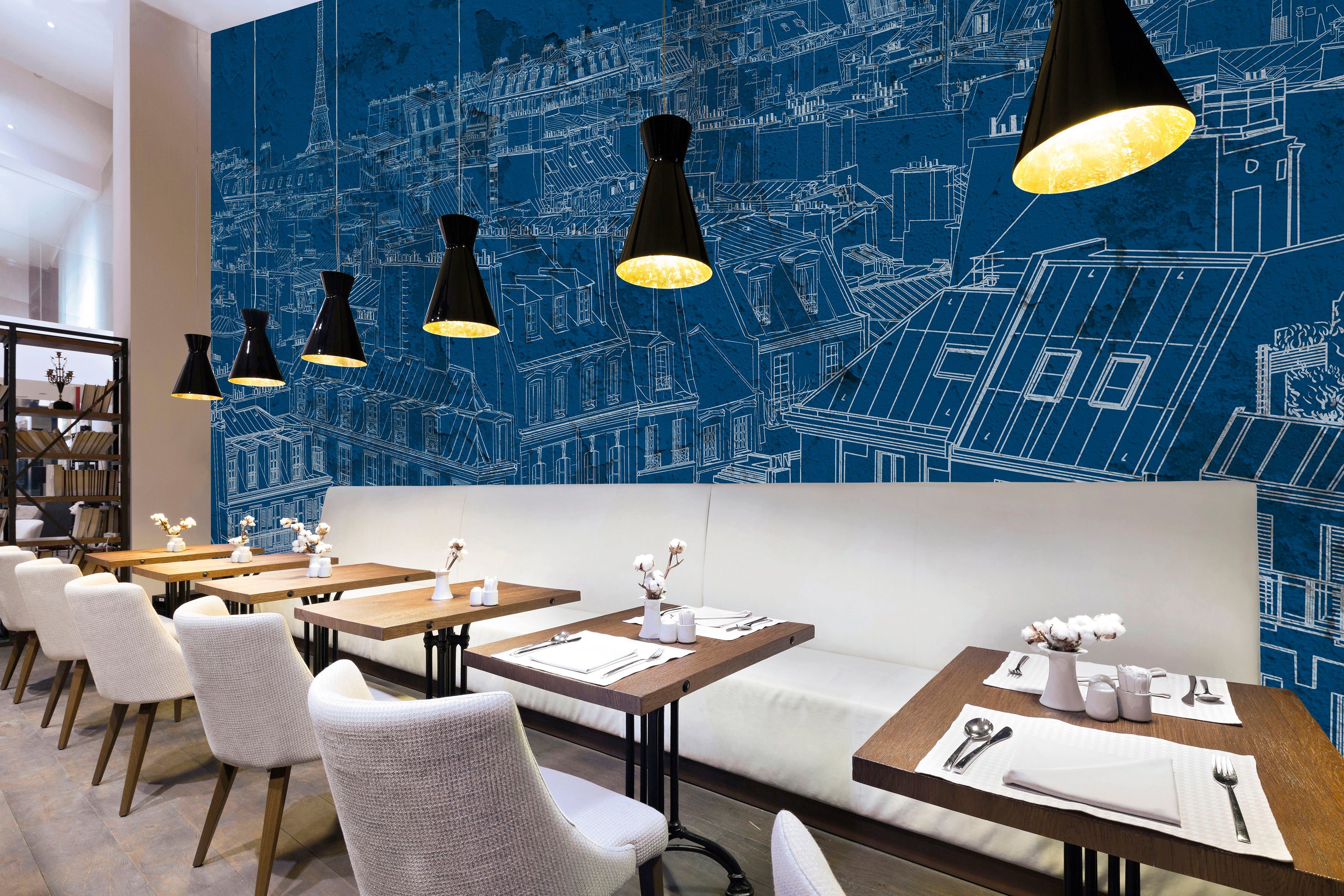 weiß/dunkelblau Vlies, Paper glatt, Wand, of Atelier Decke View Architects 1, Fototapete Stadt, Paris St), Schräge, (4 47