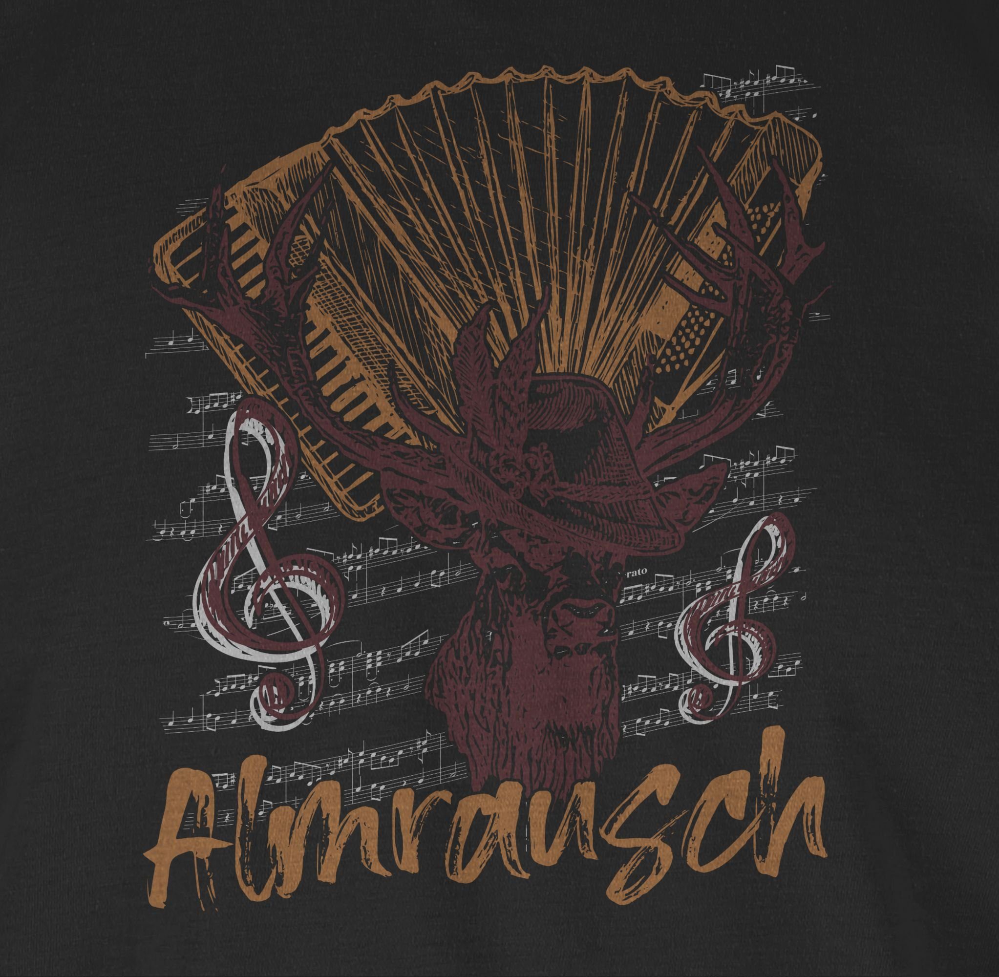 Almerer für Tradition 01 Hirsch Almrausch Alpen Oktoberfest Mode Schwarz T-Shirt Shirtracer Herren