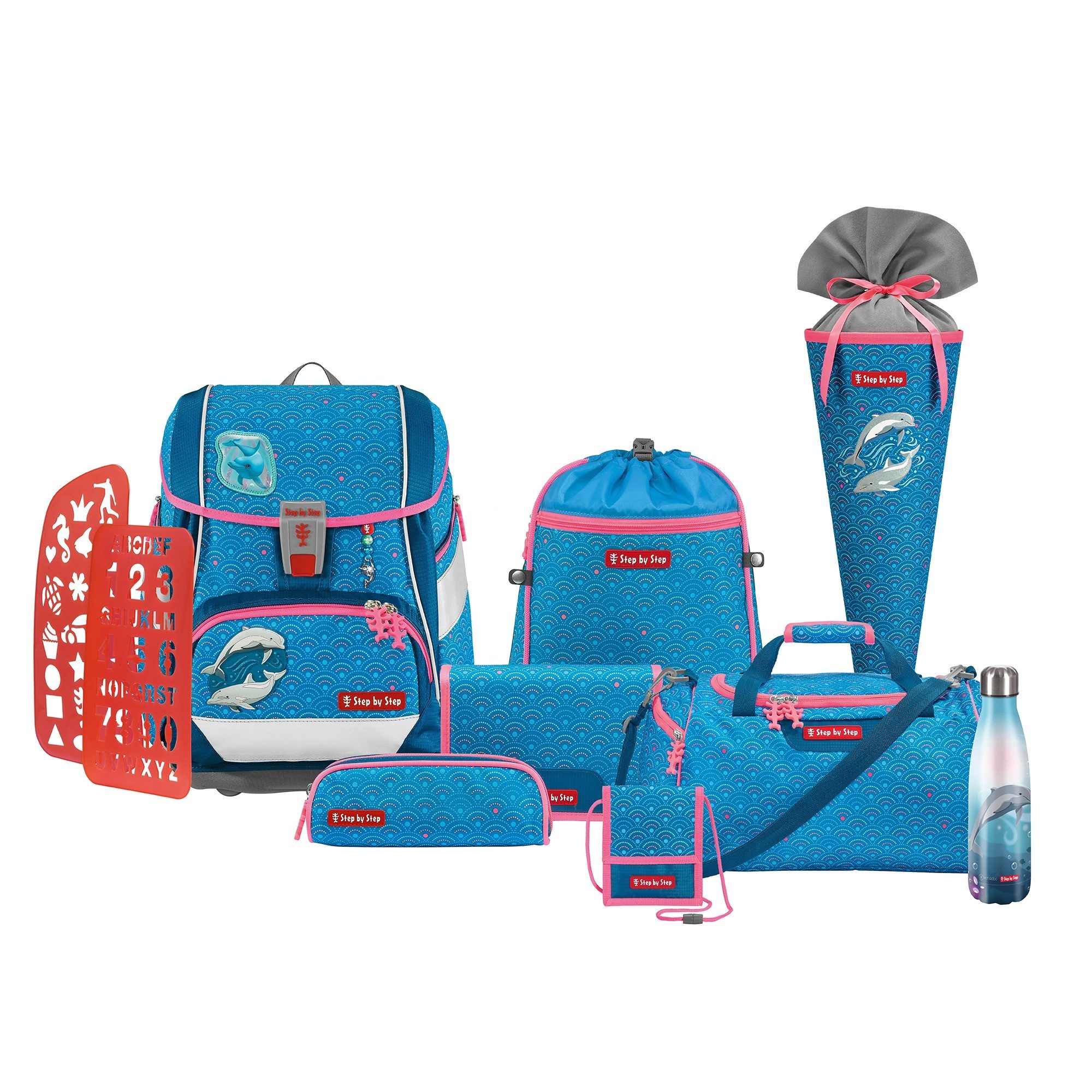 Step by Step Schulranzen 2IN1 PLUS „Dolphin Pippa“, 10-teilig, blau (6-teilig, 10-tlg)