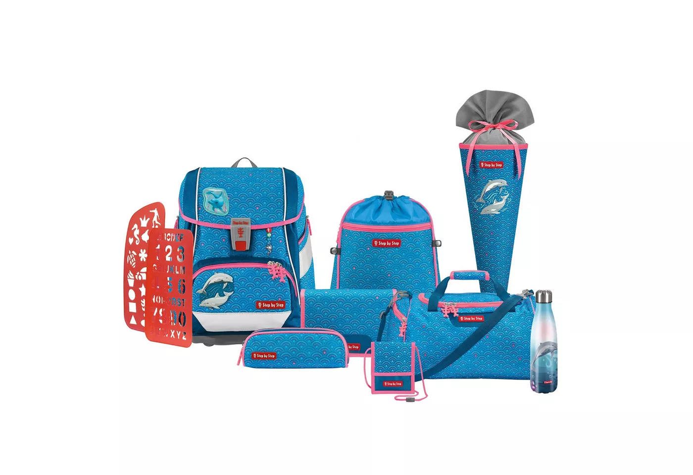 Step by Step Schulranzen 2IN1 PLUS „Dolphin Pippa“, 10-teilig, blau (6-teilig, 10-tlg)
