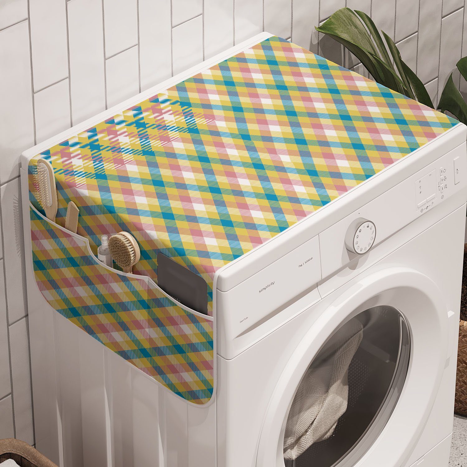 Abakuhaus Badorganizer und Trockner, Pastell Abstrakt Anti-Rutsch-Stoffabdeckung Squares in Waschmaschine für Diagonal