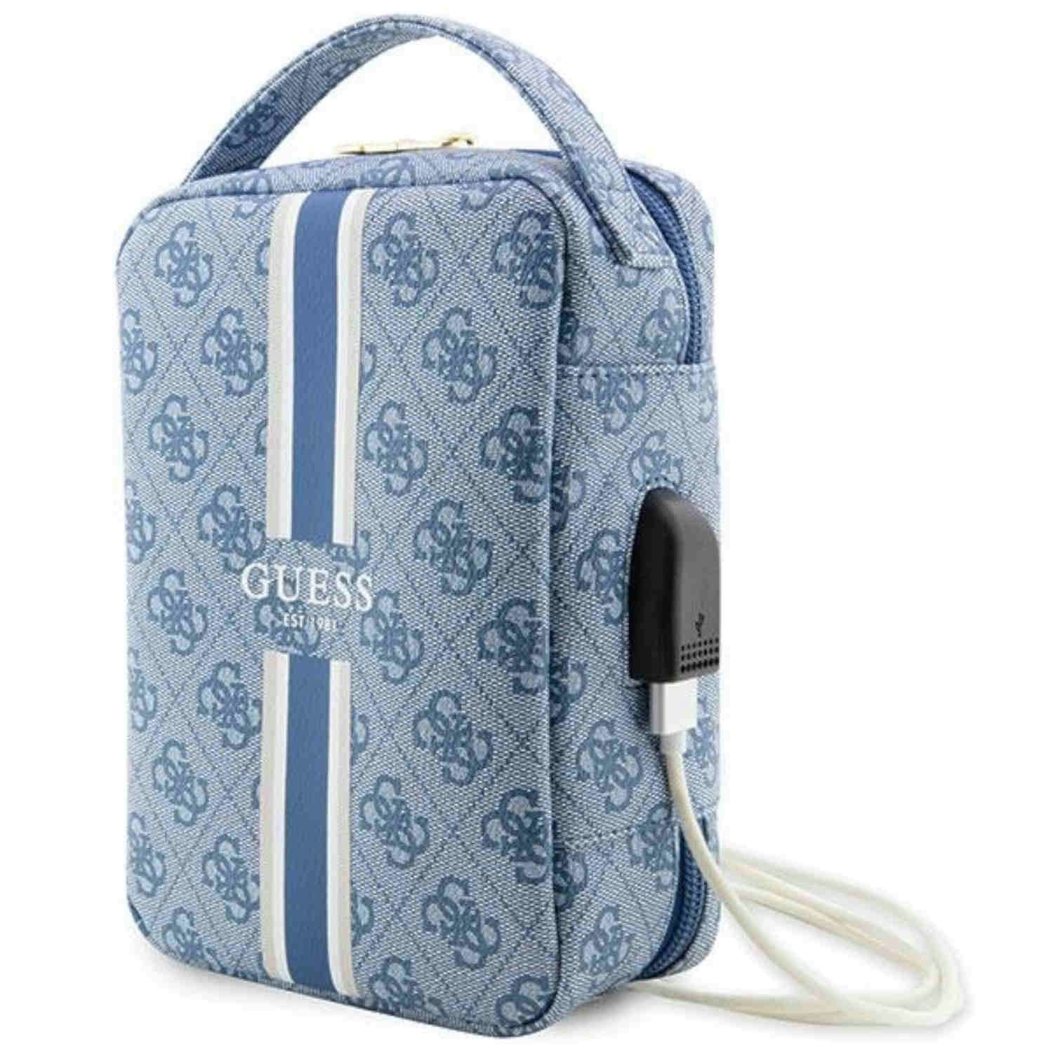 Guess Tablet-Hülle Guess Universell Tablet Tasche Umhängetasche 4G Printed Stripes Blau